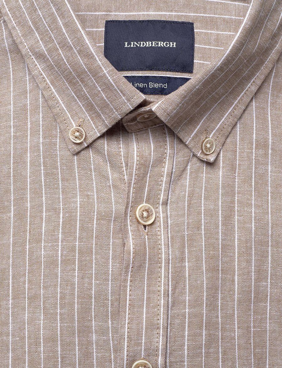 Lindbergh - Cotton/linen shirt S/SCotton/linen shirt S/S - gestreifte hemden - mid sand - 2