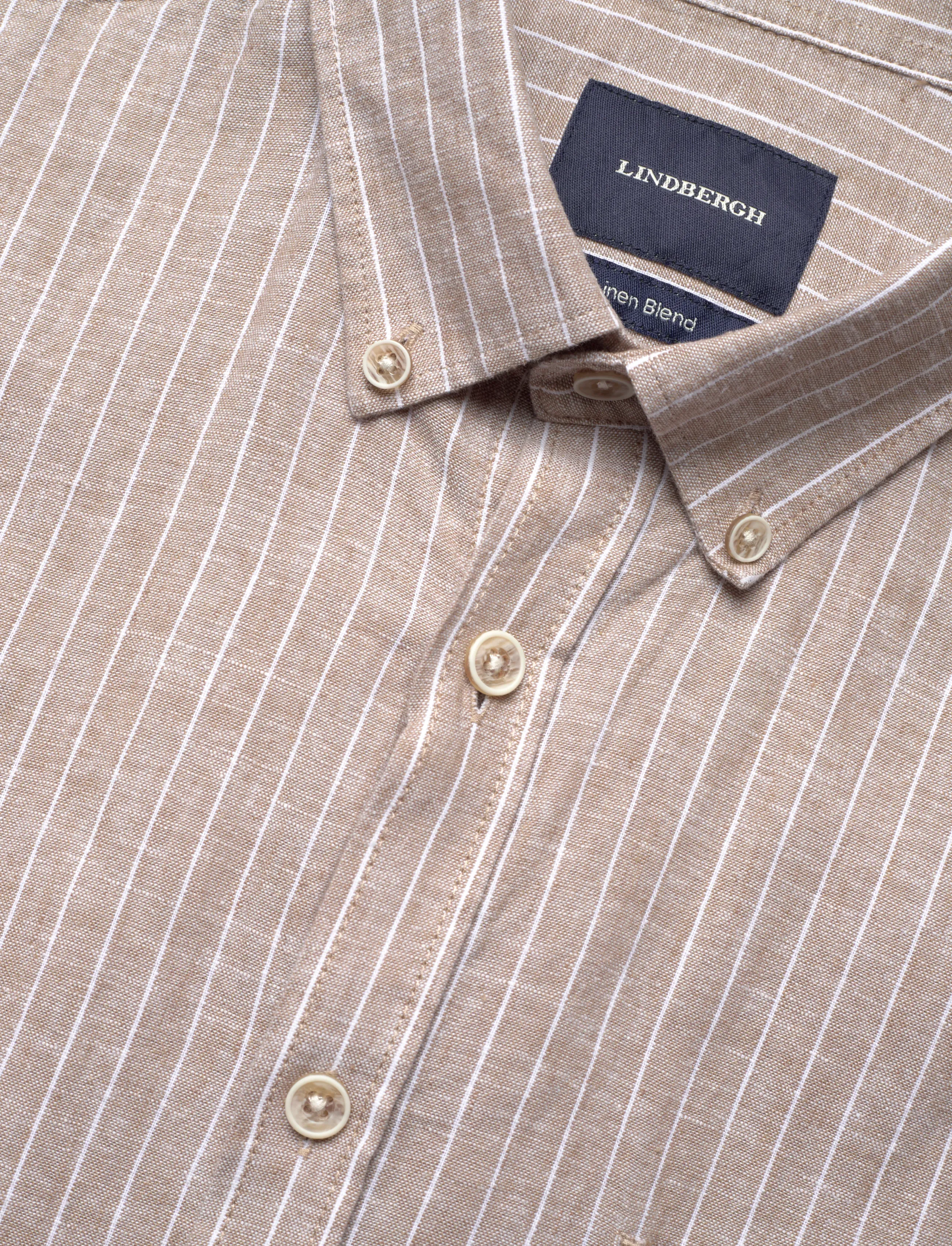 Lindbergh - Cotton/linen shirt S/SCotton/linen shirt S/S - gestreifte hemden - mid sand - 3