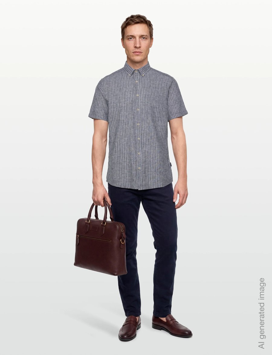 Lindbergh - Cotton/linen shirt S/SCotton/linen shirt S/S - gestreifte hemden - navy - 0