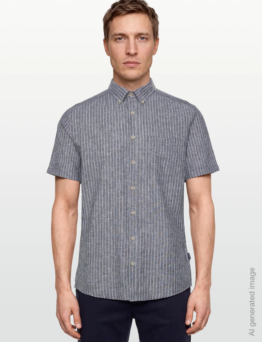 Lindbergh - Cotton/linen shirt S/SCotton/linen shirt S/S - gestreifte hemden - navy - 3