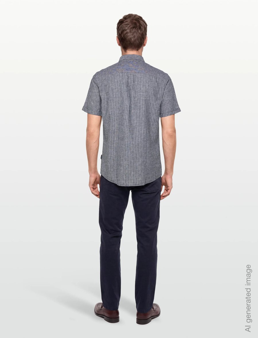 Lindbergh - Cotton/linen shirt S/SCotton/linen shirt S/S - gestreifte hemden - navy - 4