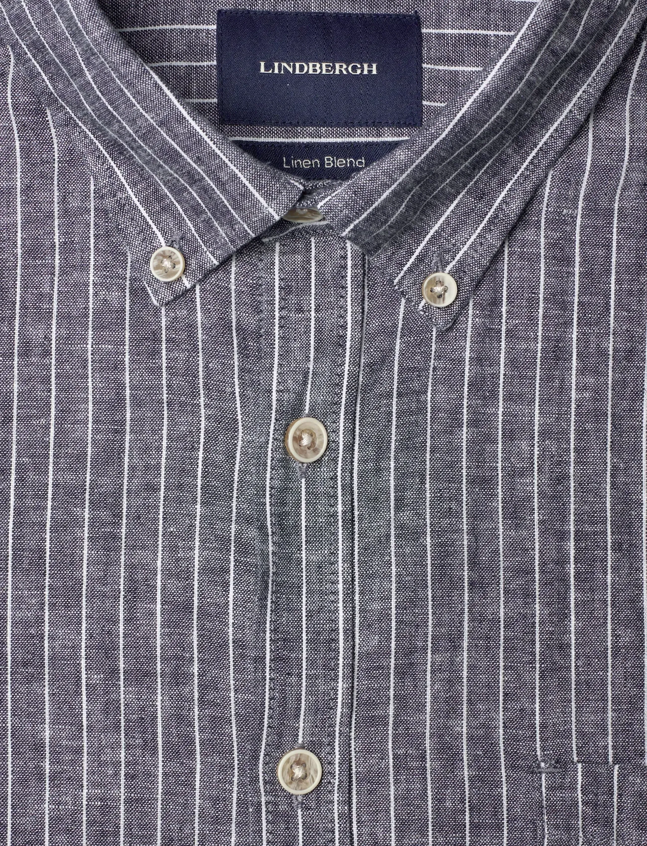 Lindbergh - Cotton/linen shirt S/SCotton/linen shirt S/S - chemises à rayures - navy - 2