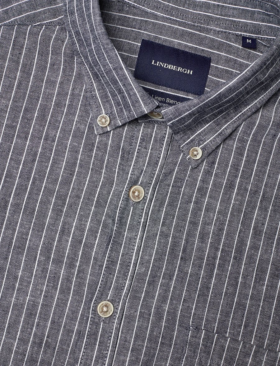 Lindbergh - Cotton/linen shirt S/SCotton/linen shirt S/S - chemises à rayures - navy - 3