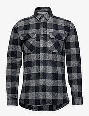 Lindbergh - Flannel checked shirt L/S - rutiga skjortor - black - 0