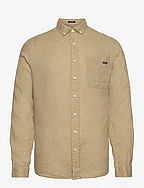 Pure linen L/S shirt - DK SAND