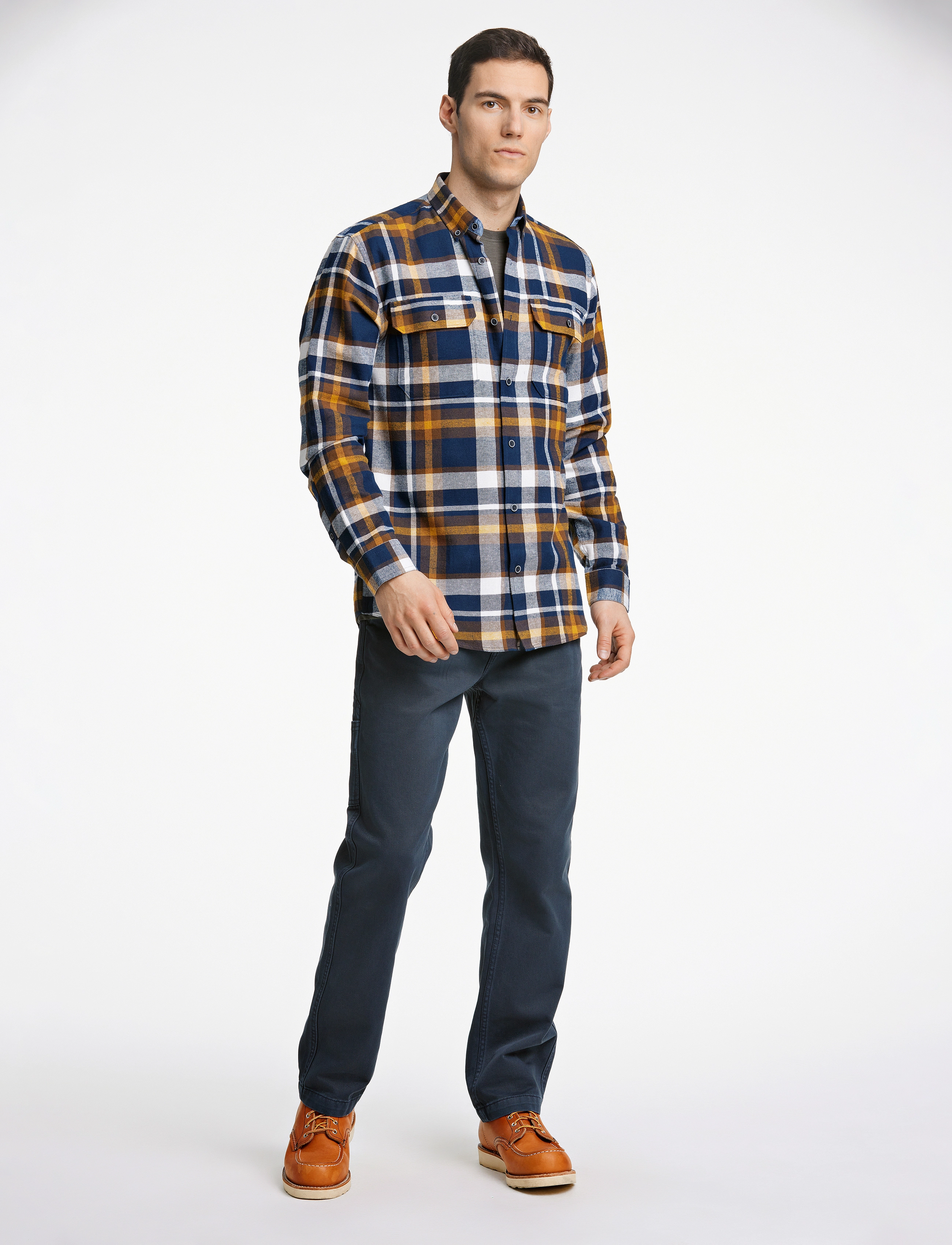 Lindbergh - Checked twill shirt L/S - brown - 5