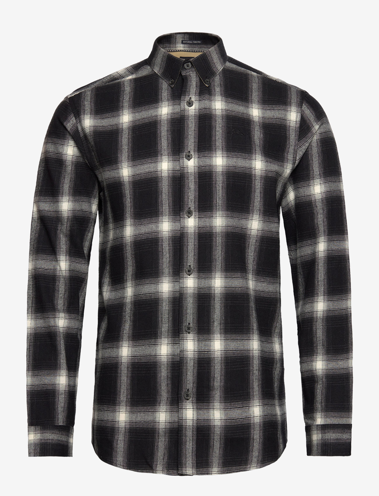 Lindbergh - Brushed checked shirt L/S - black - 0