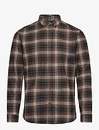 Brushed checked shirt L/S - BROWN