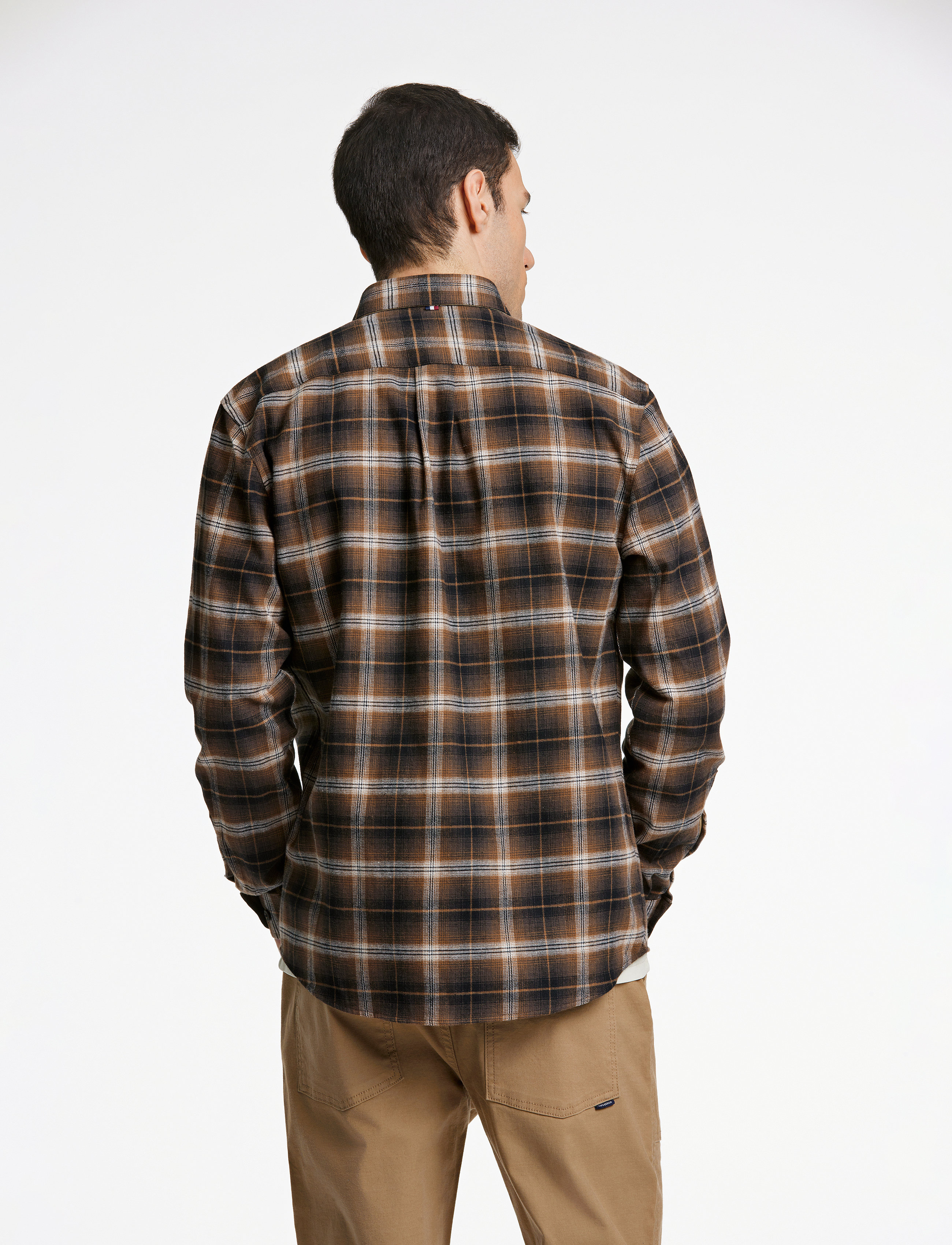 Lindbergh - Brushed checked shirt L/S - brown - 4