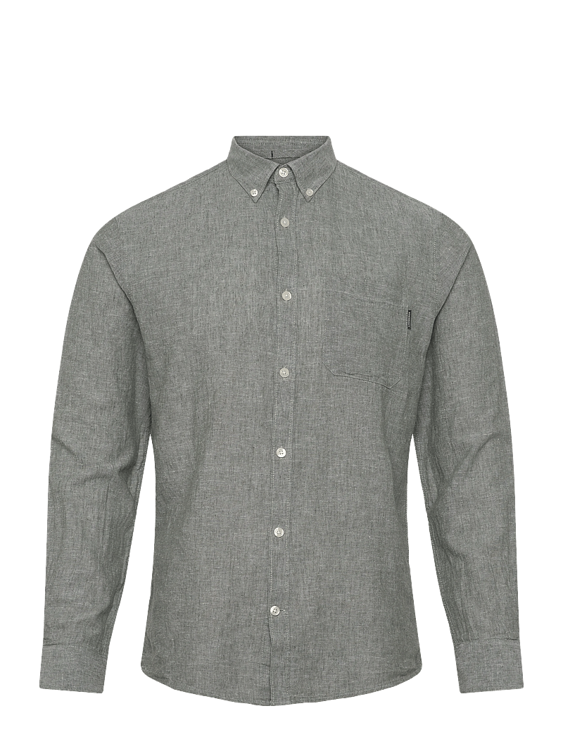 Lindbergh - Cotton/linen shirt L/S - linneskjortor - army - 1