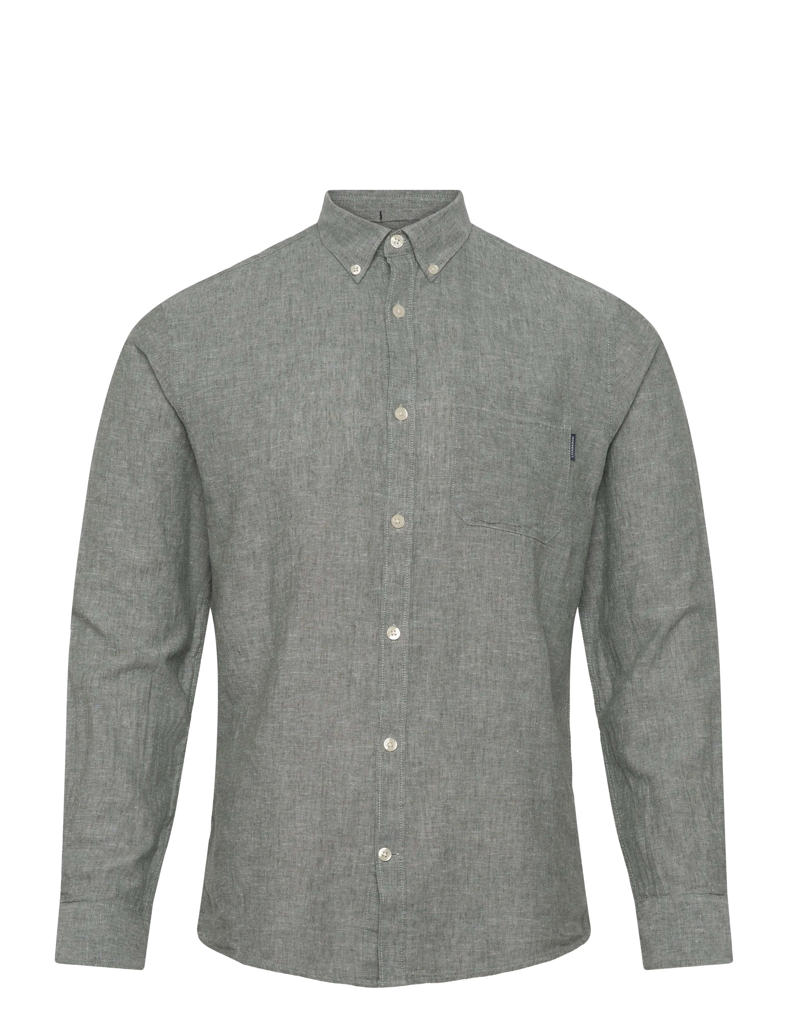 Lindbergh Cotton/linen shirt L/S - Särgid - ARMY / grey
