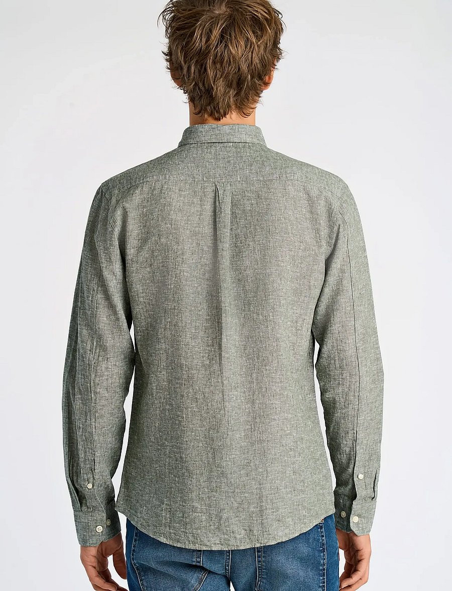 Lindbergh - Cotton/linen shirt L/S - leinenhemden - army - 4