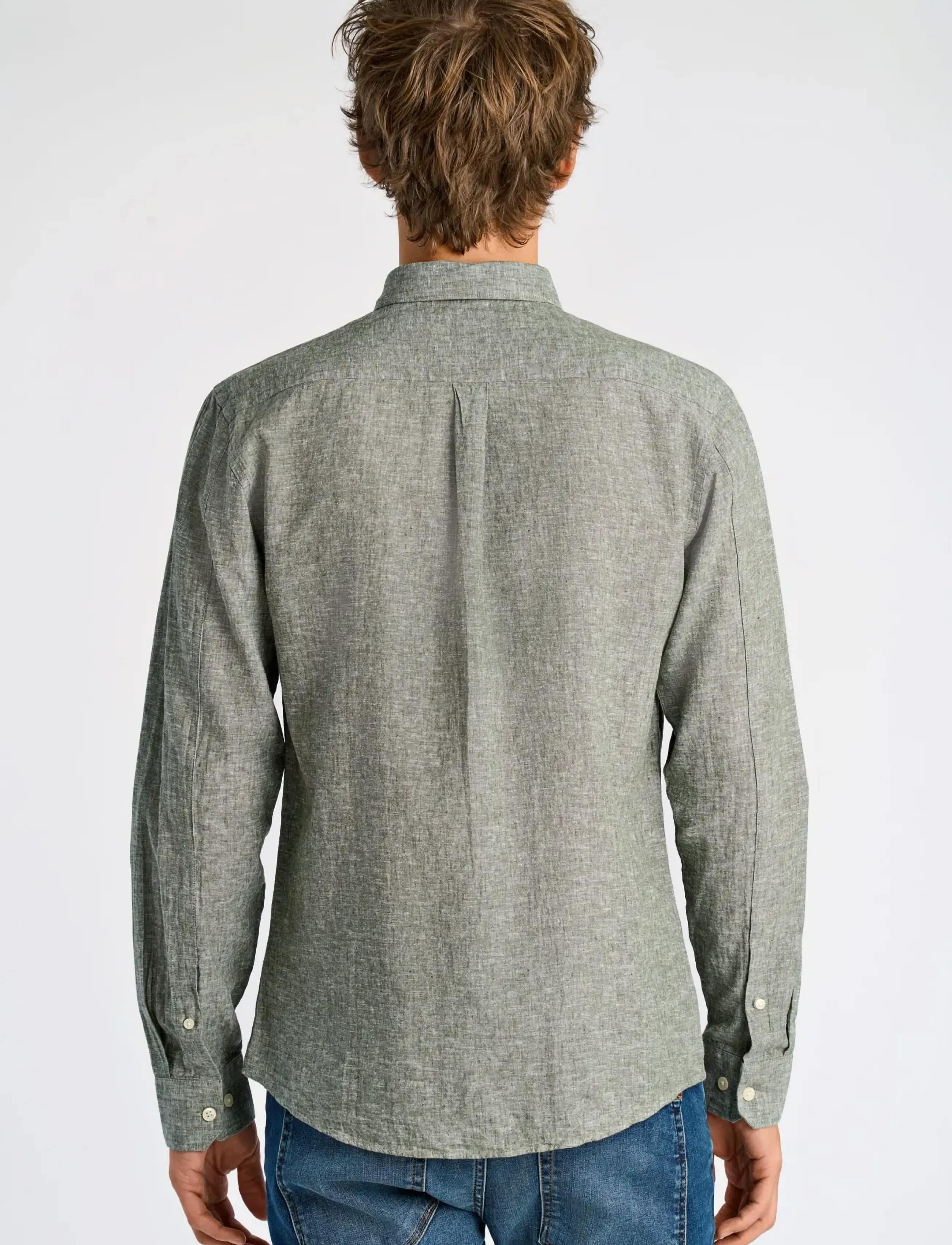Lindbergh - Cotton/linen shirt L/S - hørskjorter - army - 4