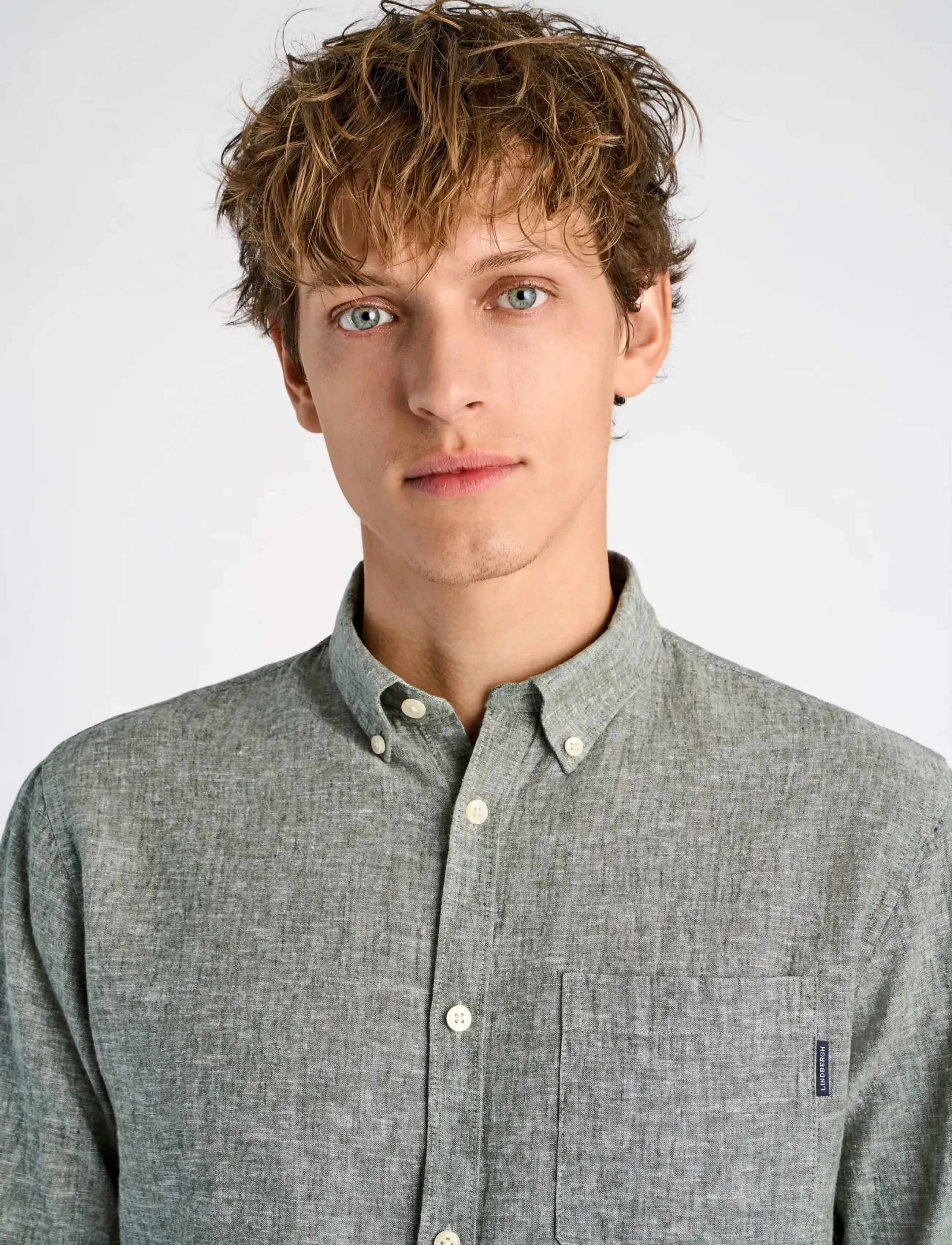 Lindbergh - Cotton/linen shirt L/S - hørskjorter - army - 5