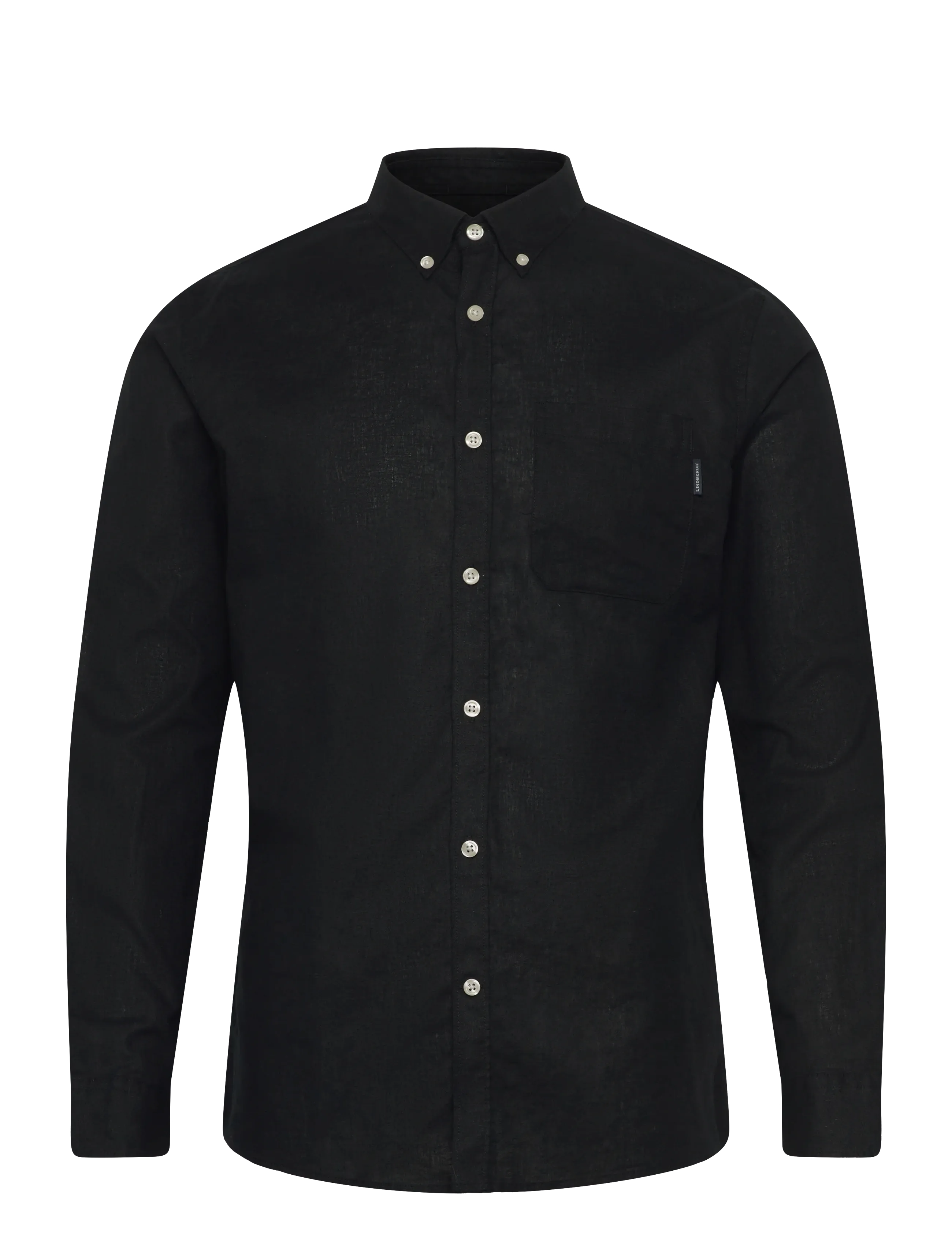 Lindbergh Cotton/linen shirt L/S - Leinenhemden - BLACK / black