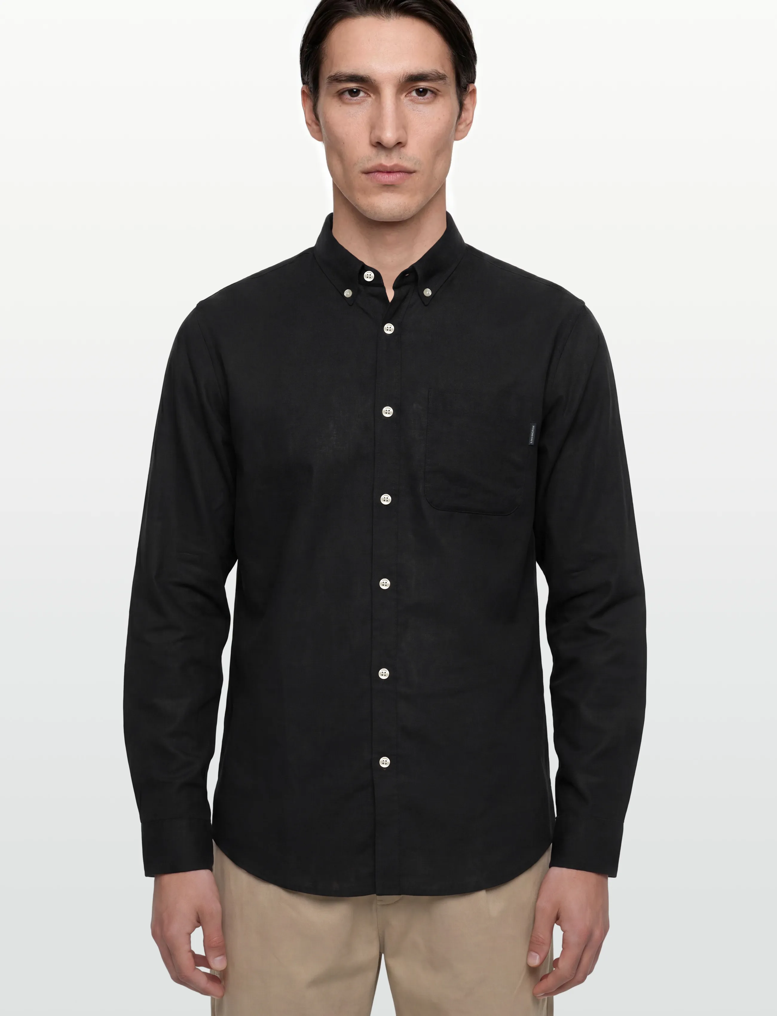 Lindbergh - Cotton/linen shirt L/S - hørskjorter - black - 3