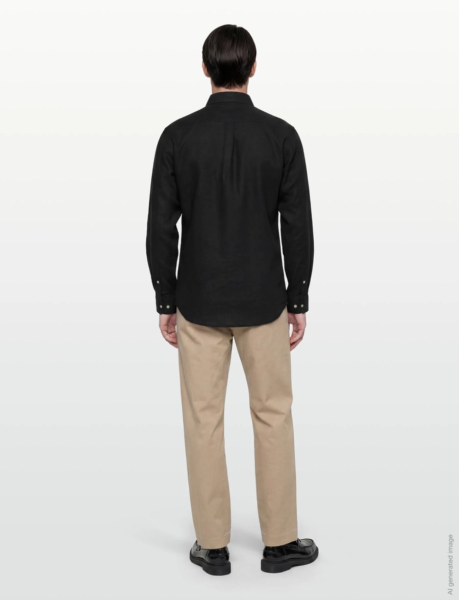 Lindbergh - Cotton/linen shirt L/S - chemises de lin - black - 4