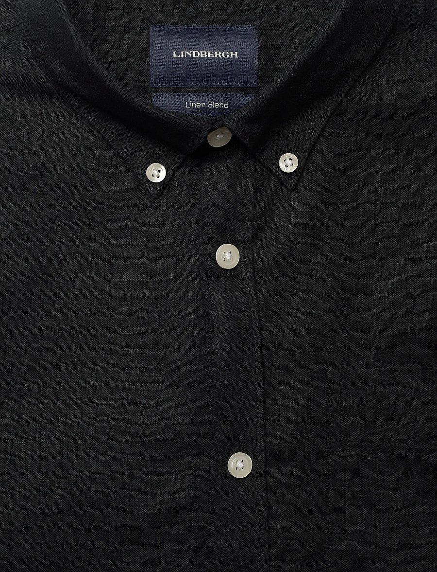 Lindbergh - Cotton/linen shirt L/S - chemises de lin - black - 5