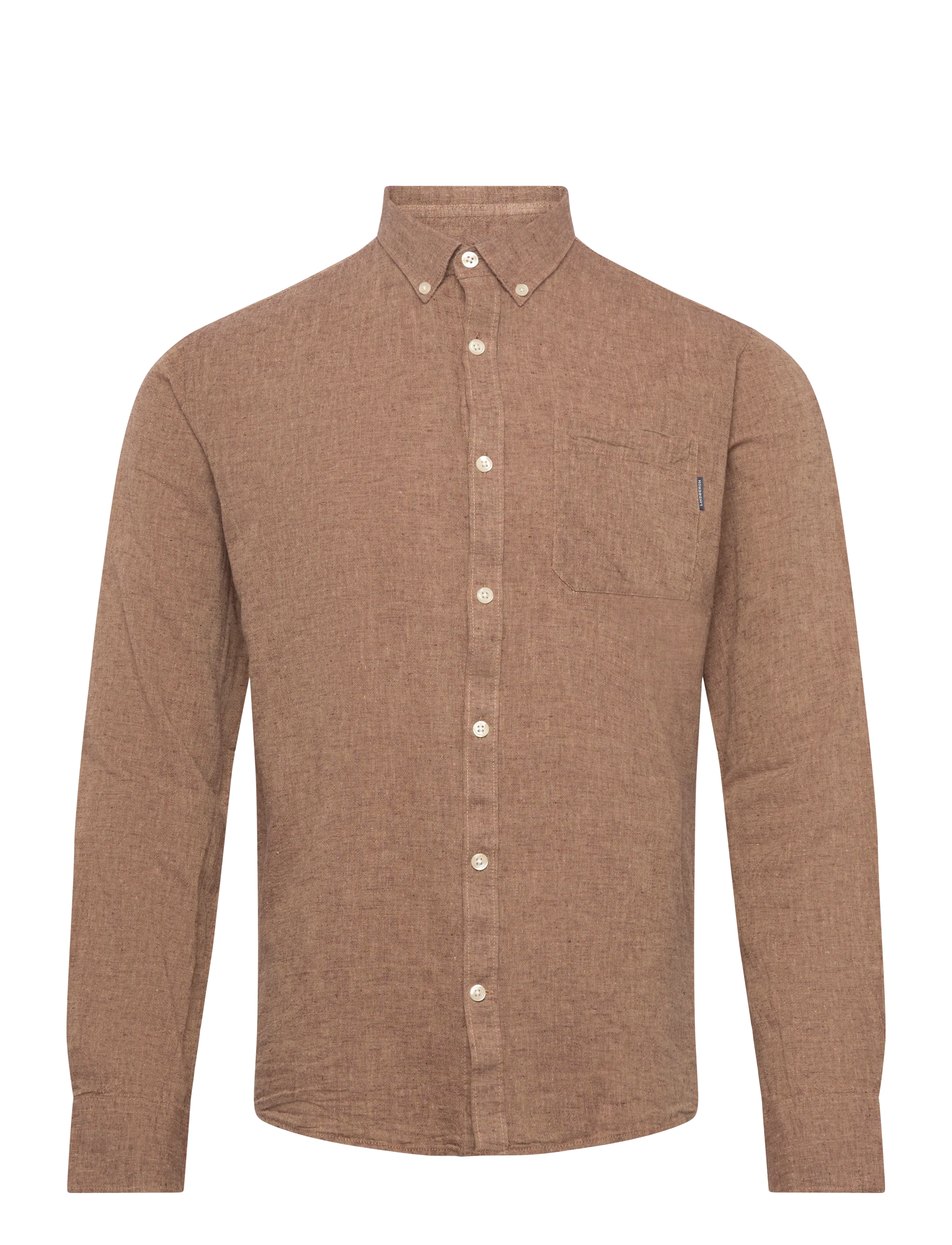 Lindbergh Cotton/linen shirt L/S - Särgid - BROWN / brown