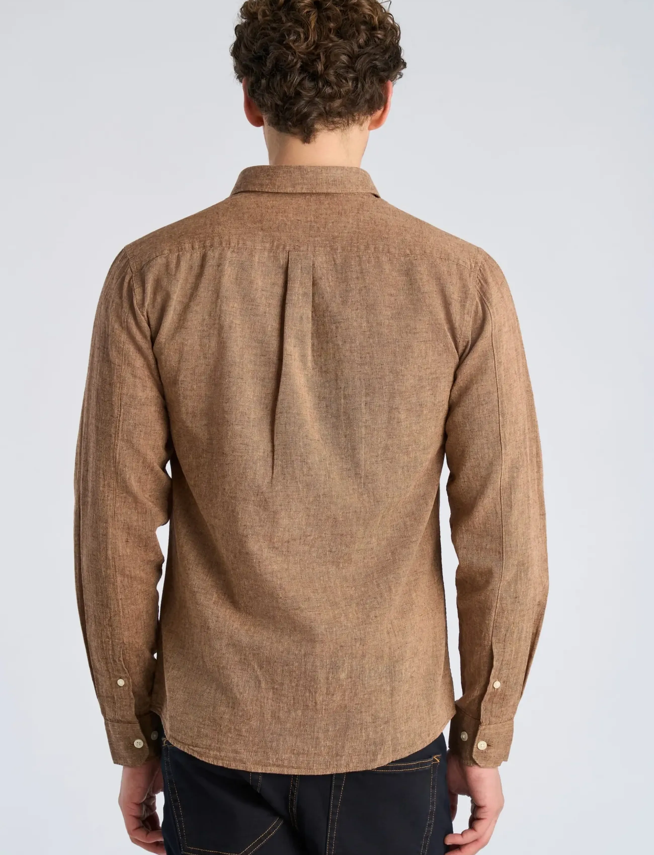 Lindbergh - Cotton/linen shirt L/S - hørskjorter - brown - 4