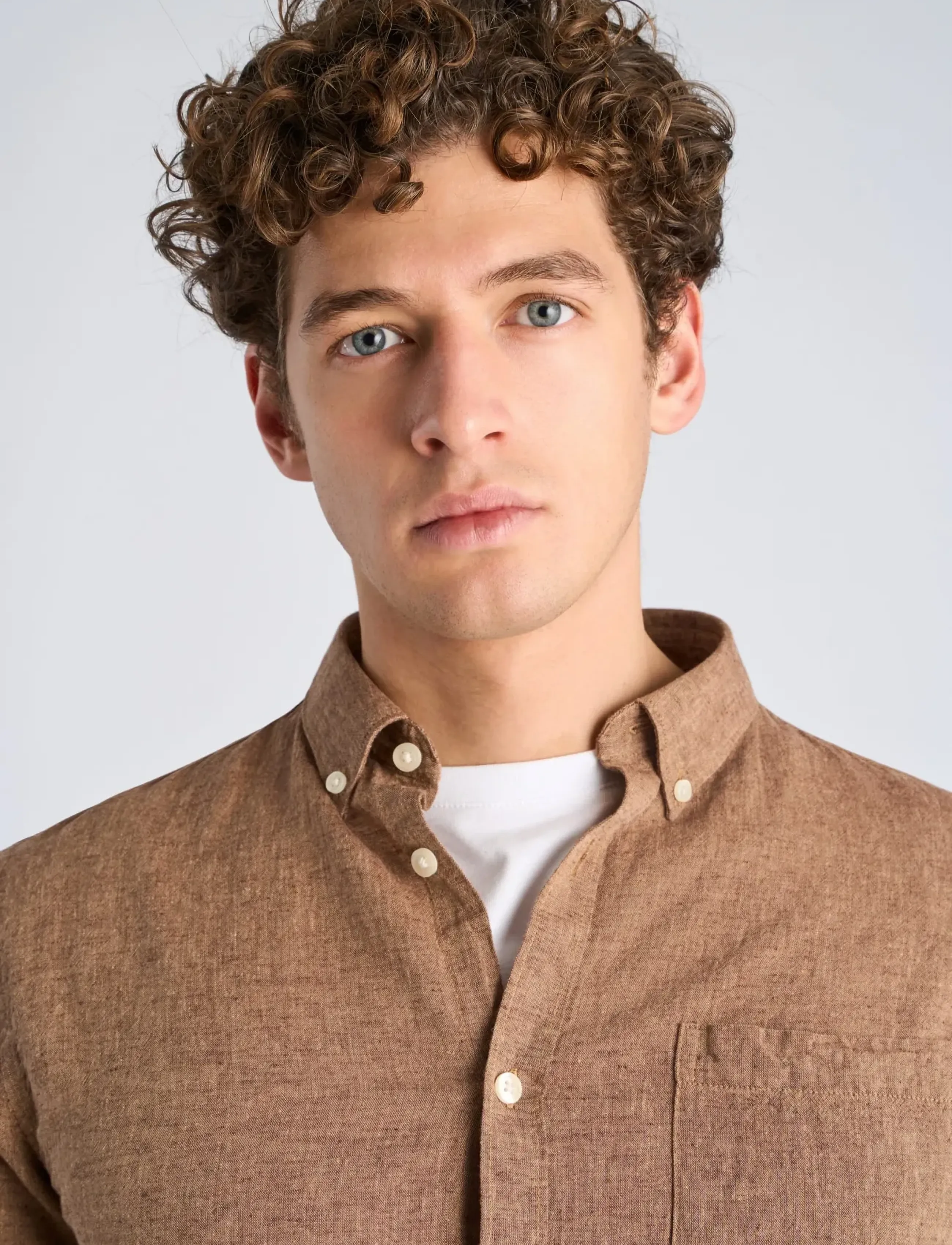Lindbergh - Cotton/linen shirt L/S - hørskjorter - brown - 5