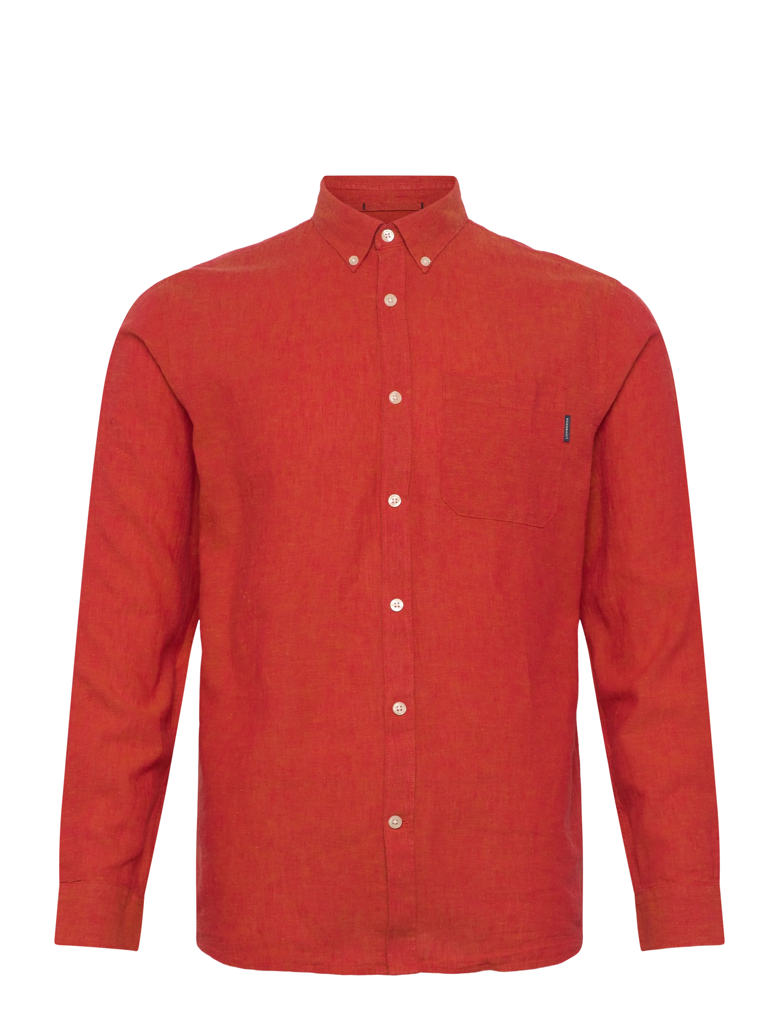 Lindbergh Cotton/linen shirt L/S - Chemises - CORAL ORANGE / red