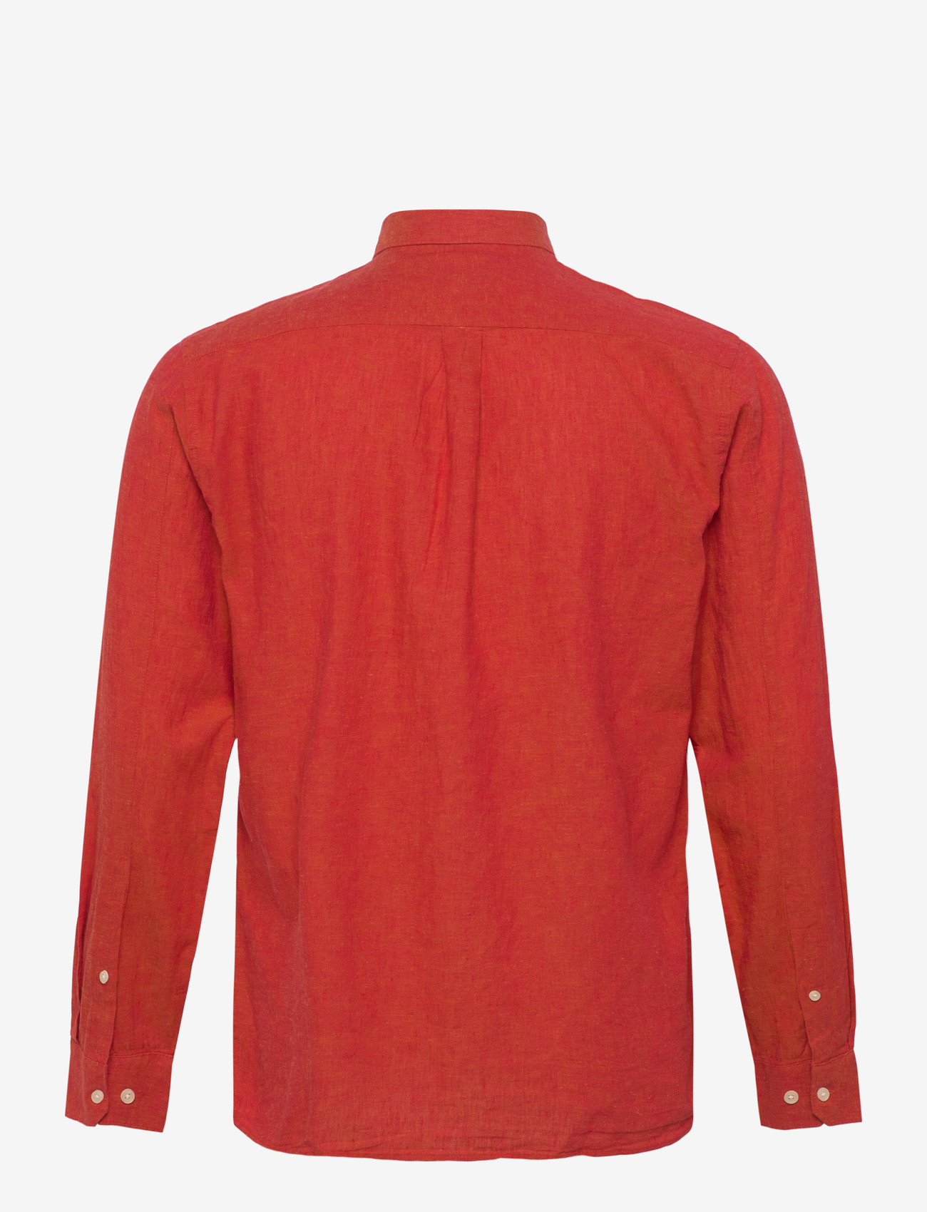 Lindbergh - Cotton/linen shirt L/S - linneskjortor - coral orange - 1