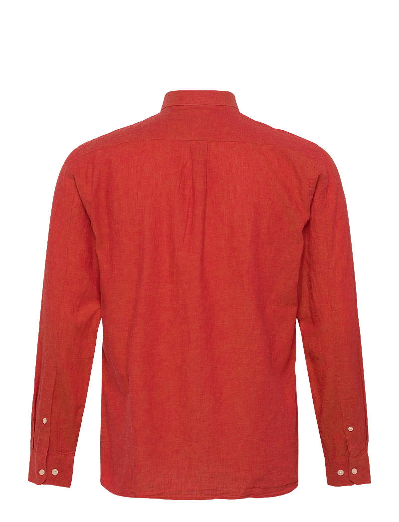 Lindbergh - Cotton/linen shirt L/S - linneskjortor - coral orange - 1