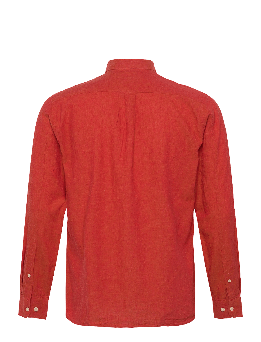Lindbergh - Cotton/linen shirt L/S - linen shirts - coral orange - 2