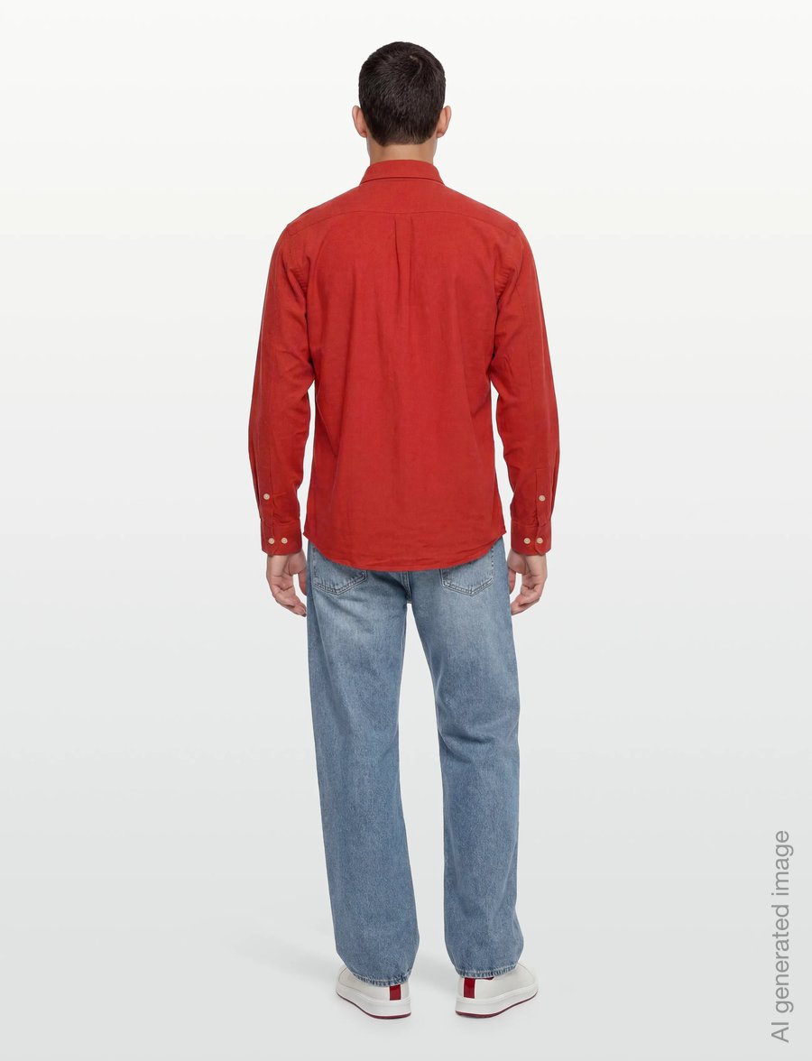 Lindbergh - Cotton/linen shirt L/S - linen shirts - coral orange - 4