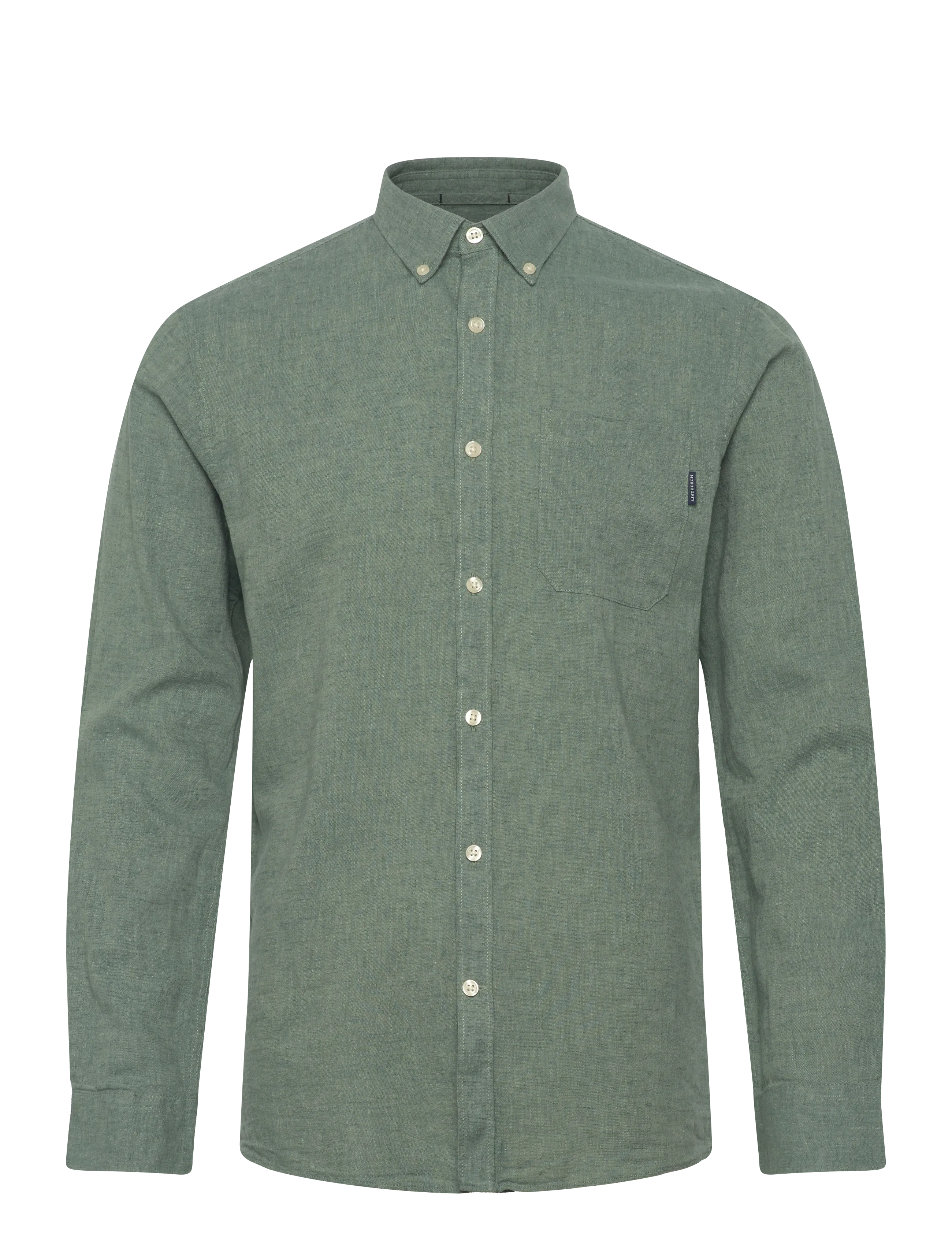 Lindbergh Cotton/linen shirt L/S - Särgid - FADED GREEN / khaki/green