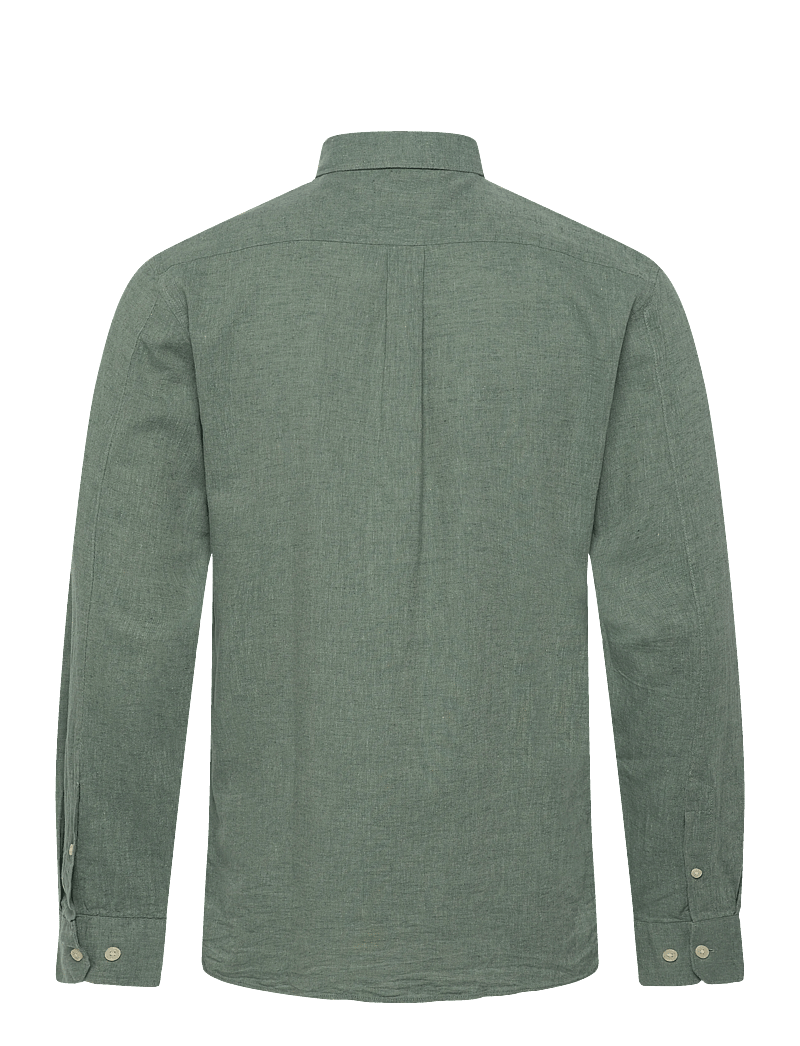 Lindbergh - Cotton/linen shirt L/S - hørskjorter - faded green - 1