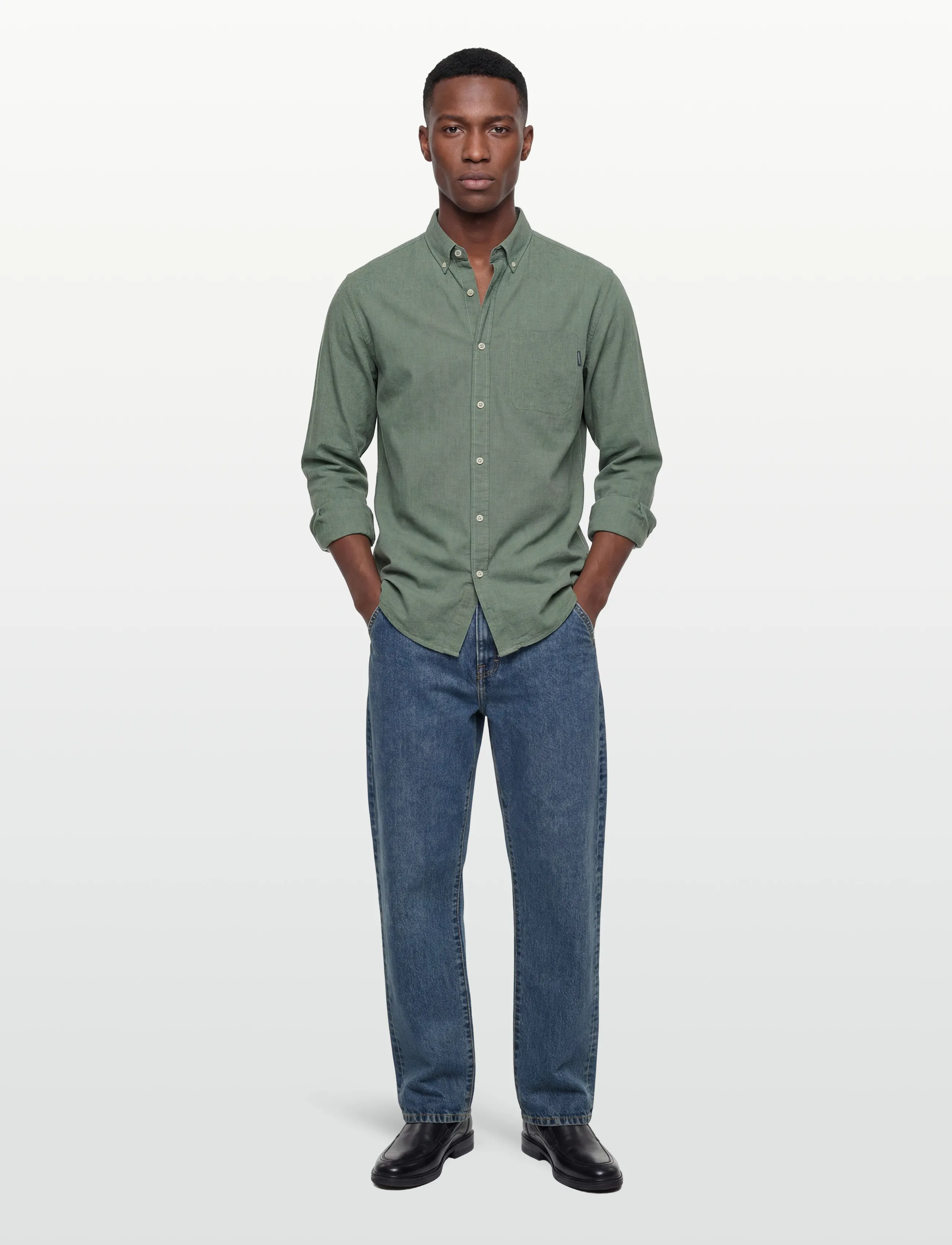 Lindbergh Cotton/Linen Shirt L/S, XL, Shirts, Khakigrün - Linen Männerswear