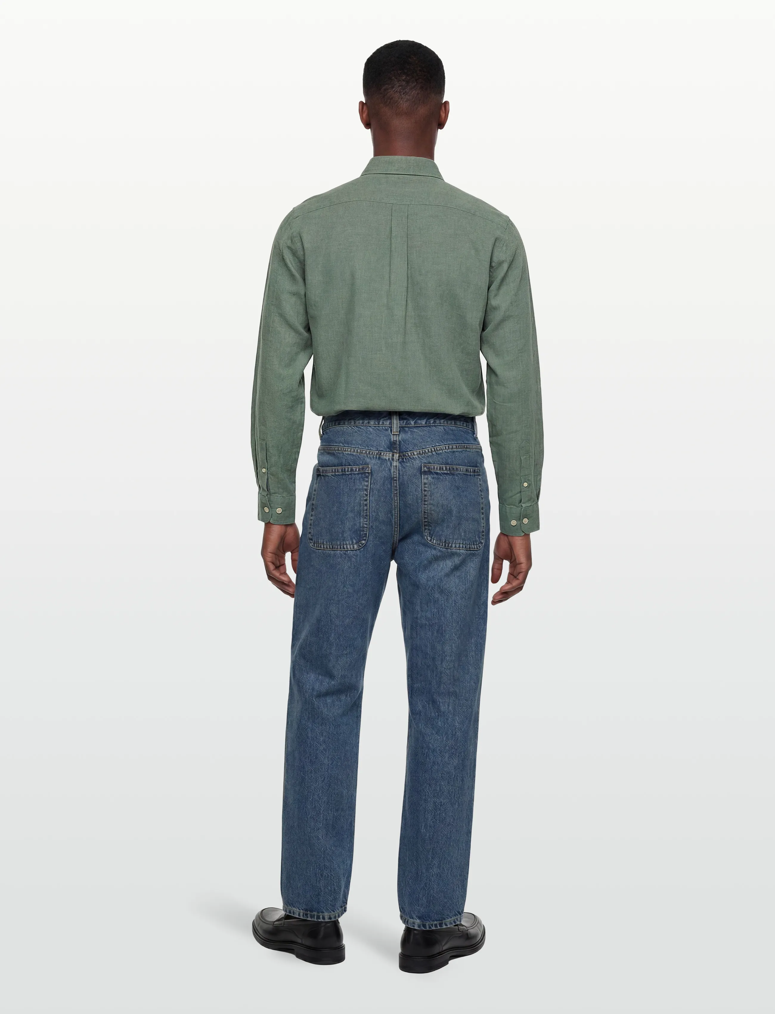 Lindbergh - Cotton/linen shirt L/S - hørskjorter - faded green - 4