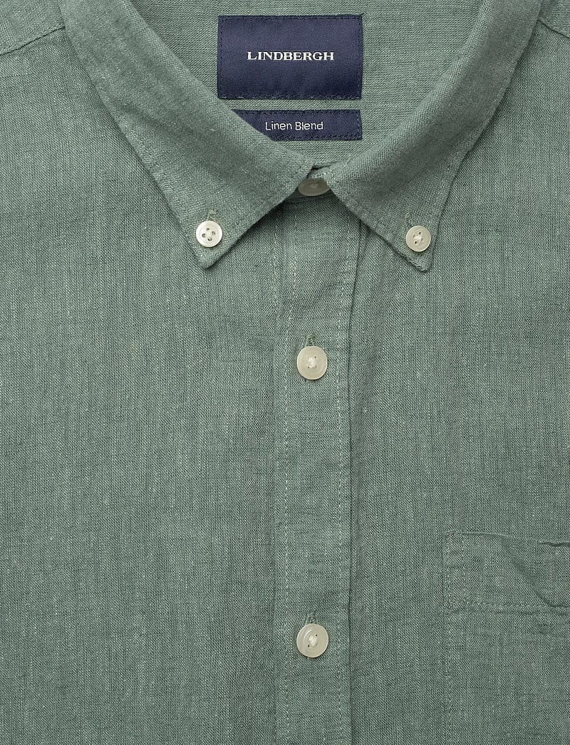 Lindbergh - Cotton/linen shirt L/S - hørskjorter - faded green - 2