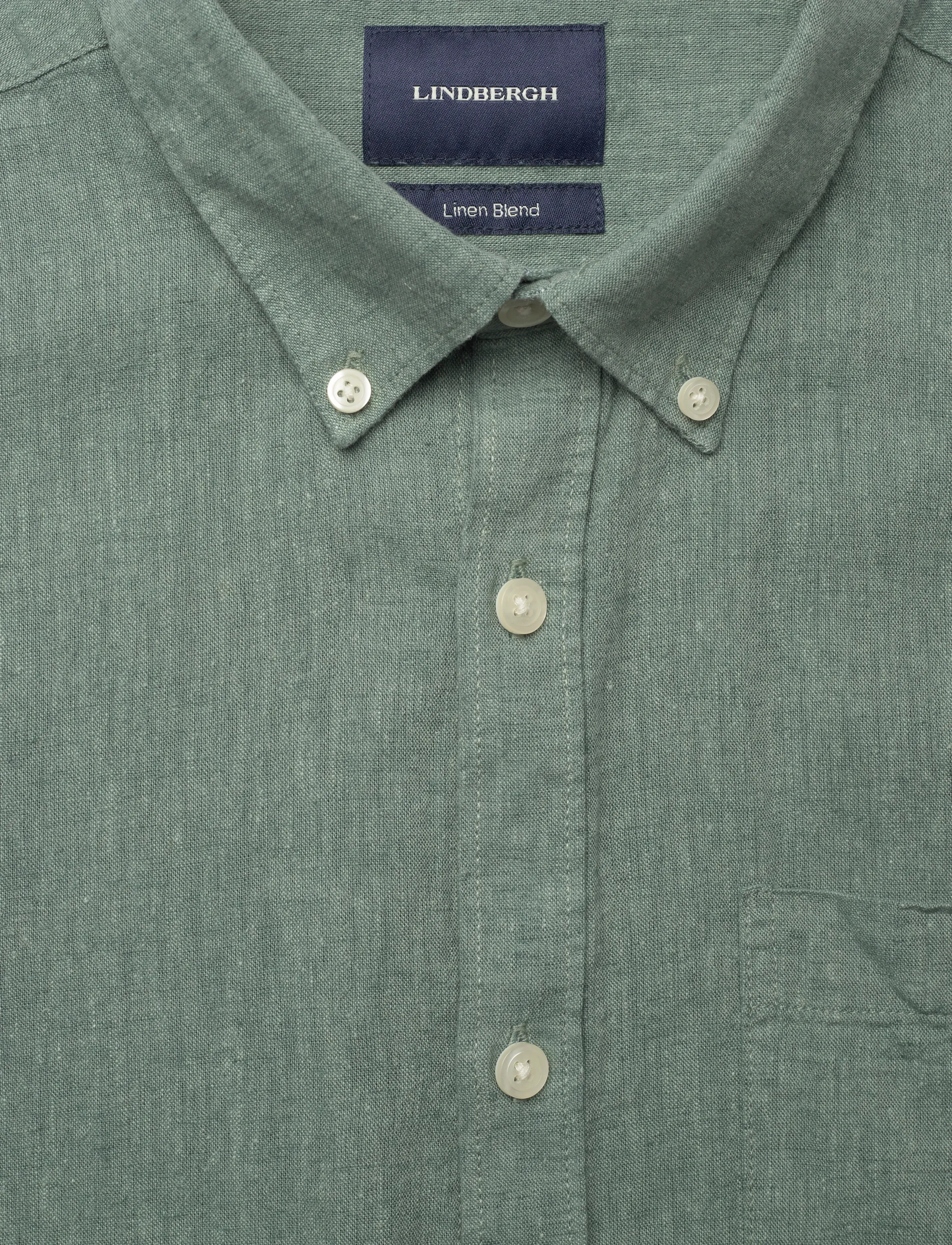 Lindbergh - Cotton/linen shirt L/S - chemises de lin - faded green - 5