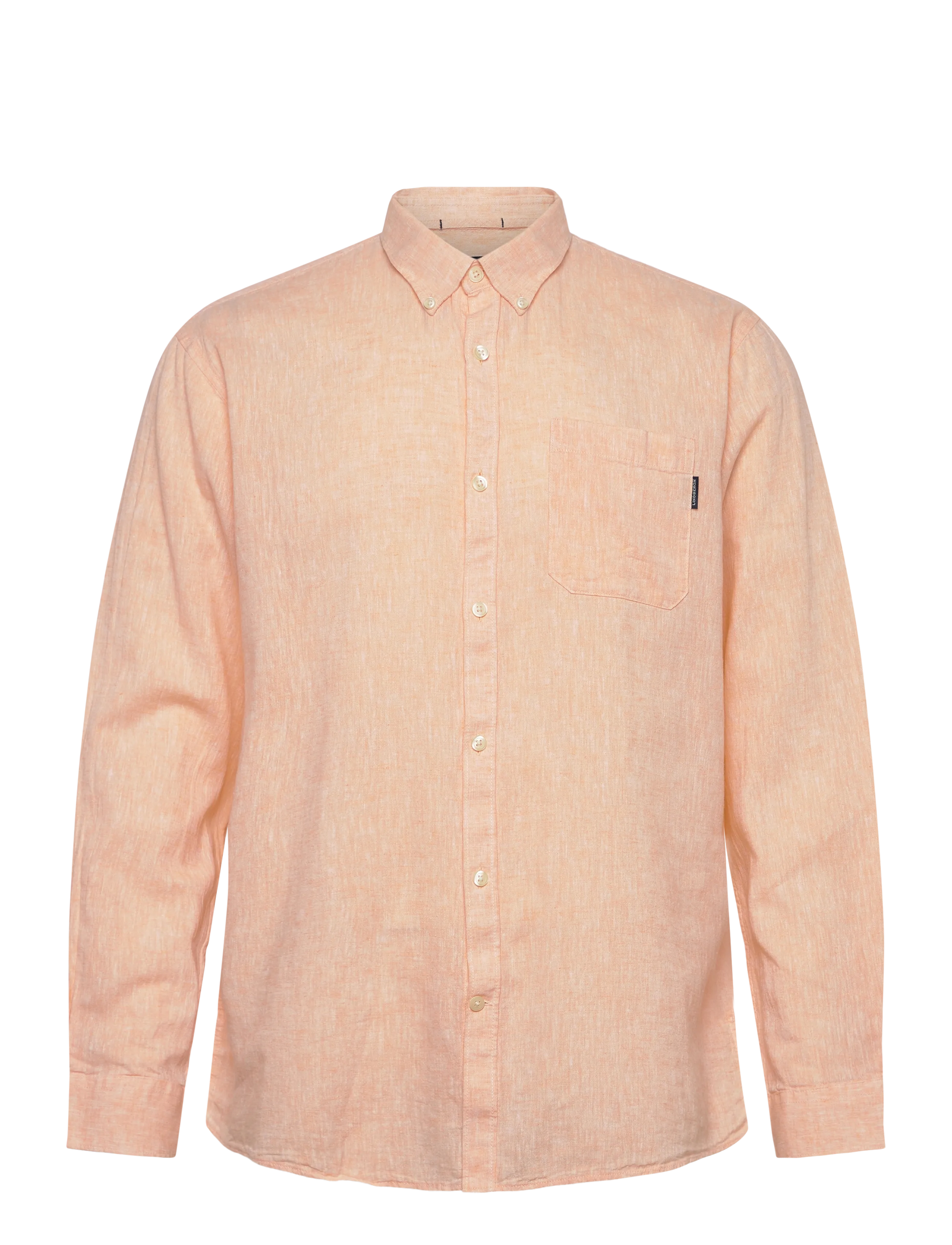 Lindbergh Cotton/linen shirt L/S - Riided - LT PEACH / orange