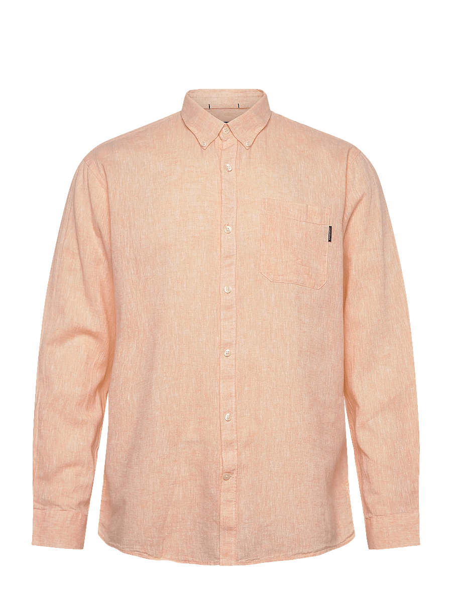 Lindbergh - Cotton/linen shirt L/S - linen shirts - lt peach - 1