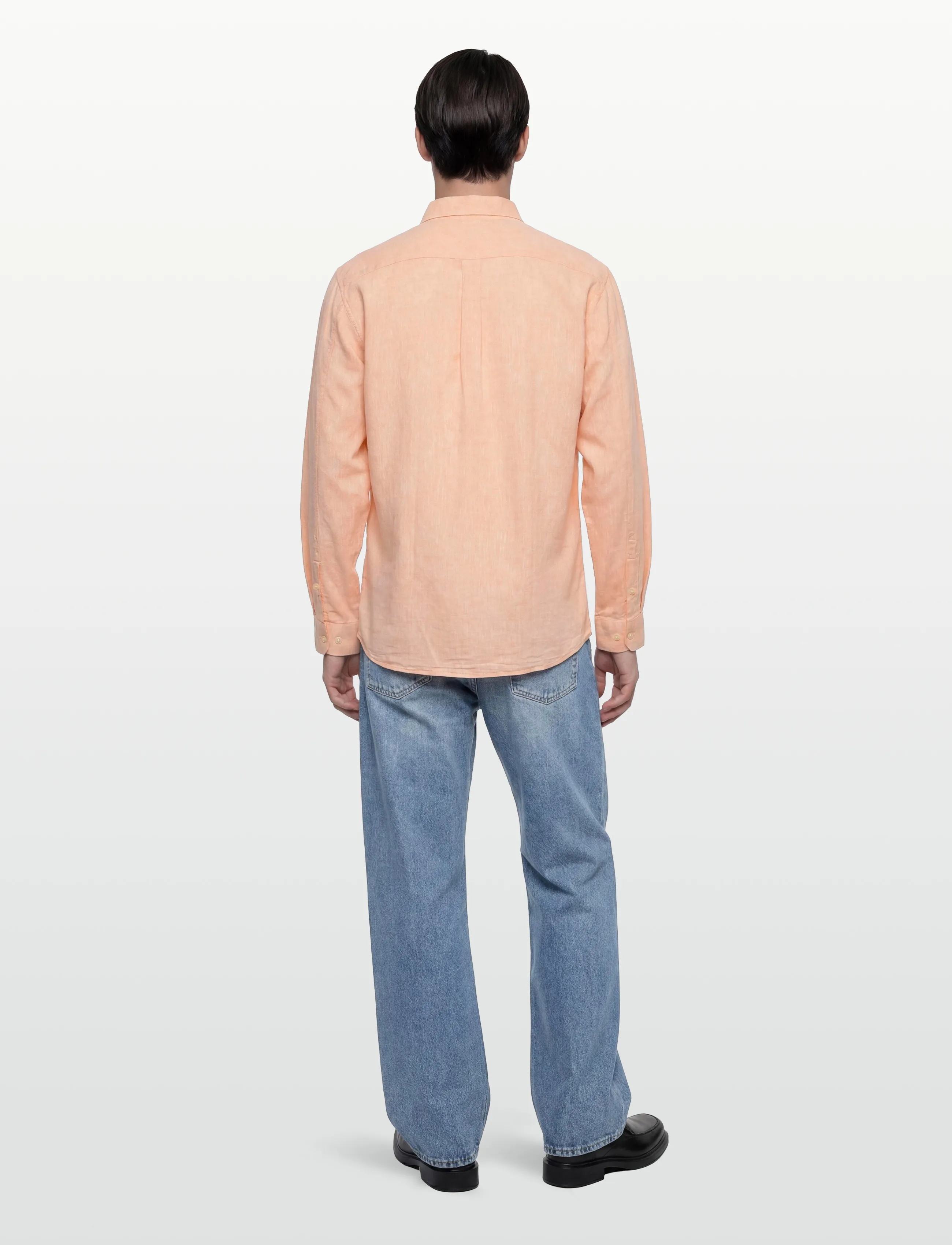 Lindbergh - Cotton/linen shirt L/S - hørskjorter - lt peach - 4
