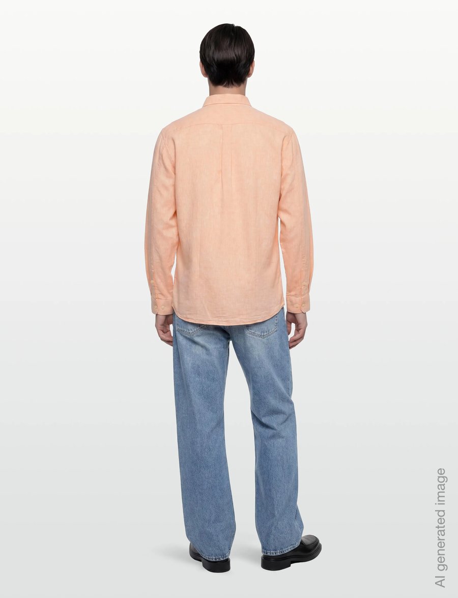 Lindbergh - Cotton/linen shirt L/S - linen shirts - lt peach - 4