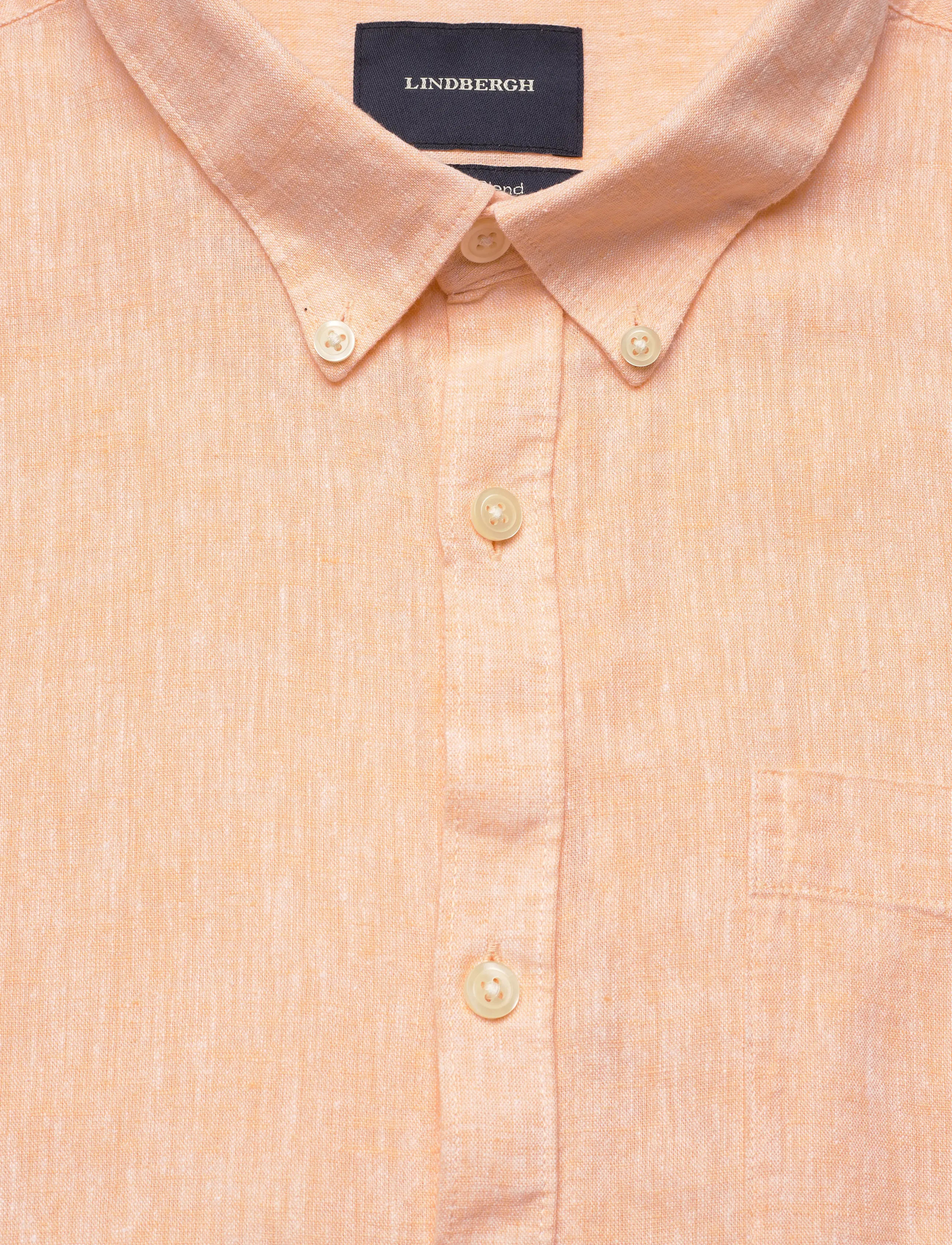 Lindbergh - Cotton/linen shirt L/S - hørskjorter - lt peach - 5