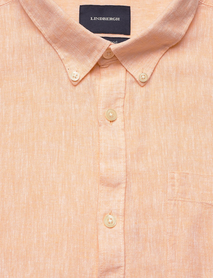 Lindbergh - Cotton/linen shirt L/S - linen shirts - lt peach - 5