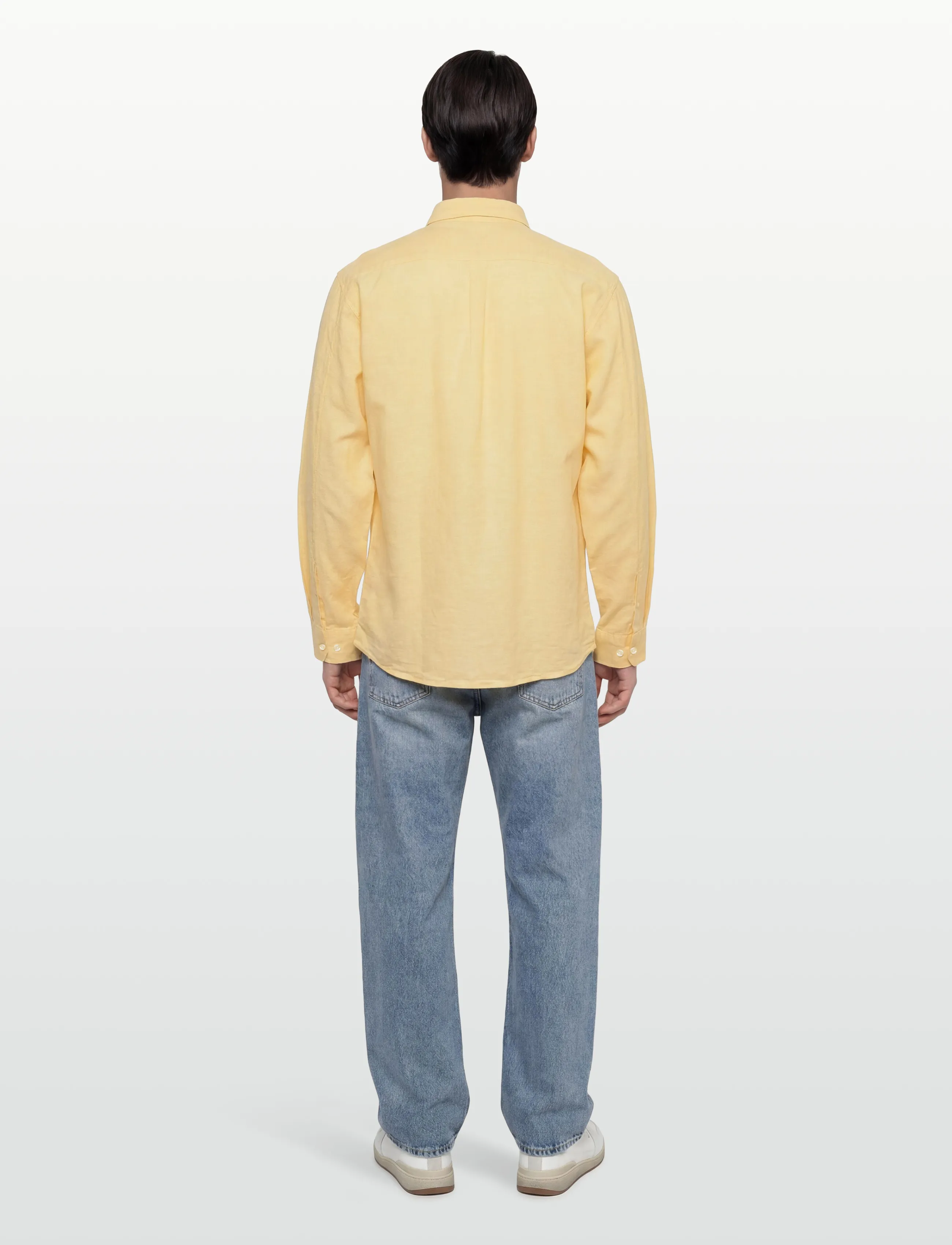 Lindbergh - Cotton/linen shirt L/S - hørskjorter - lt yellow - 4