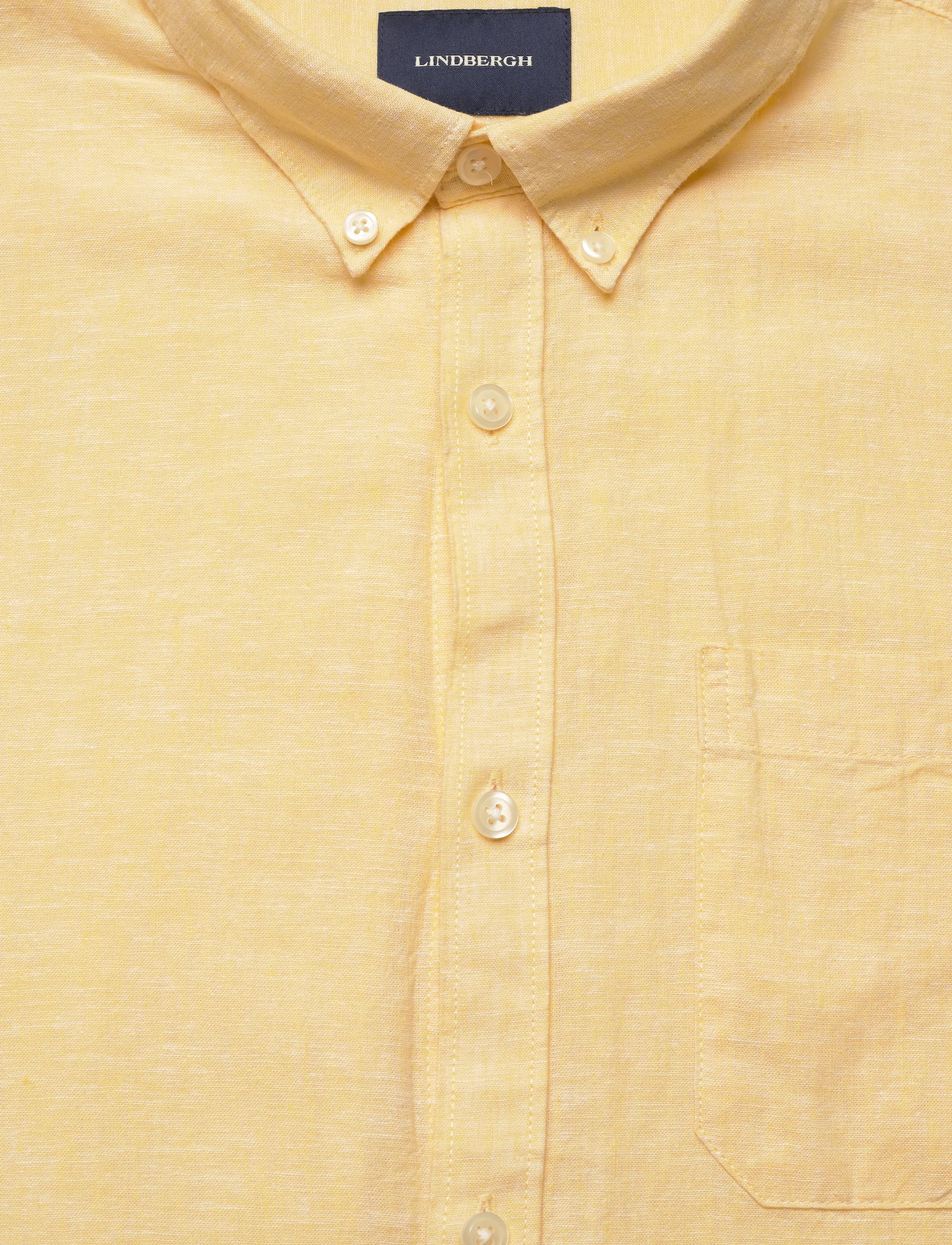 Lindbergh - Cotton/linen shirt L/S - hørskjorter - lt yellow - 5