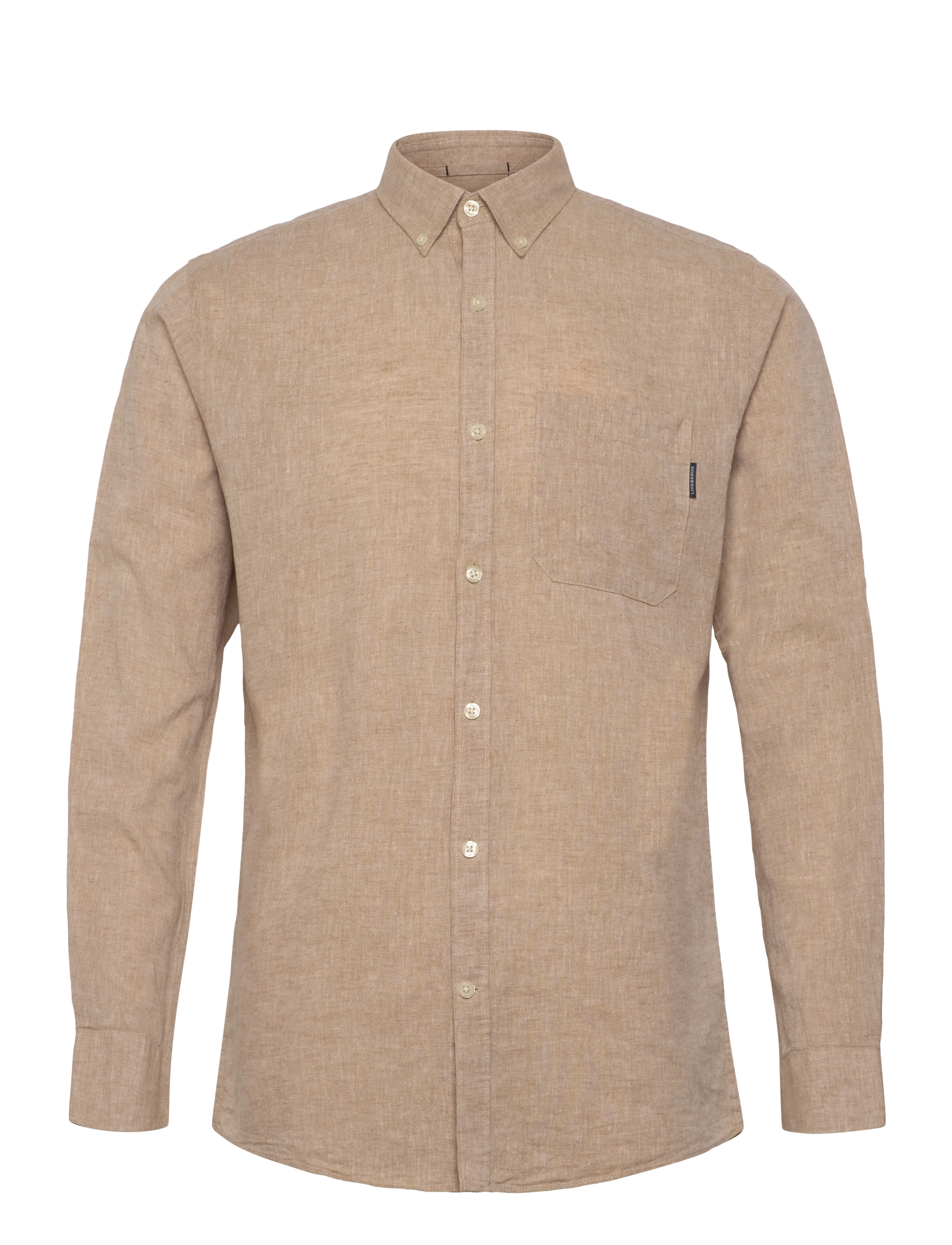 Lindbergh Cotton/linen shirt L/S - Särgid - MID SAND / beige
