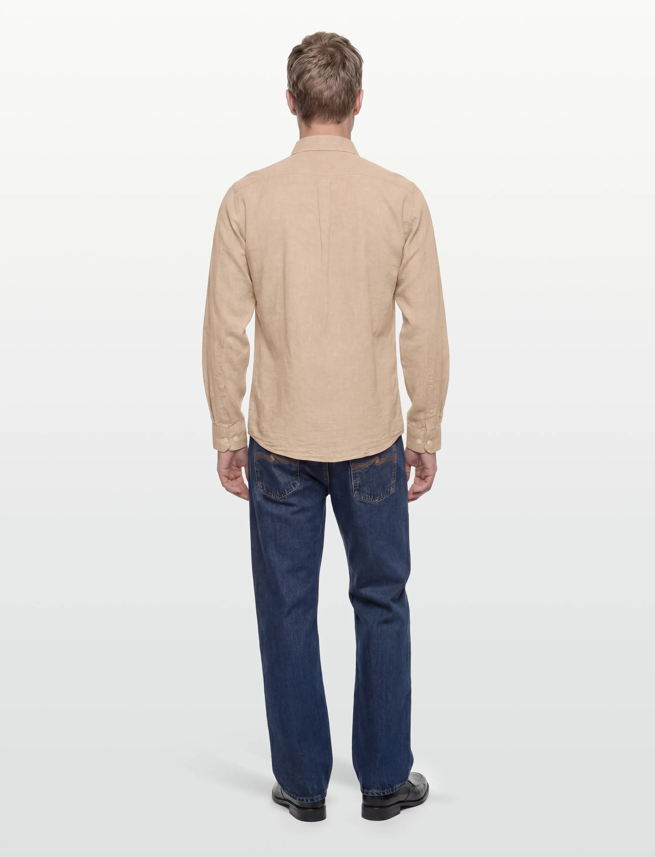 Lindbergh - Cotton/linen shirt L/S - hørskjorter - mid sand - 4