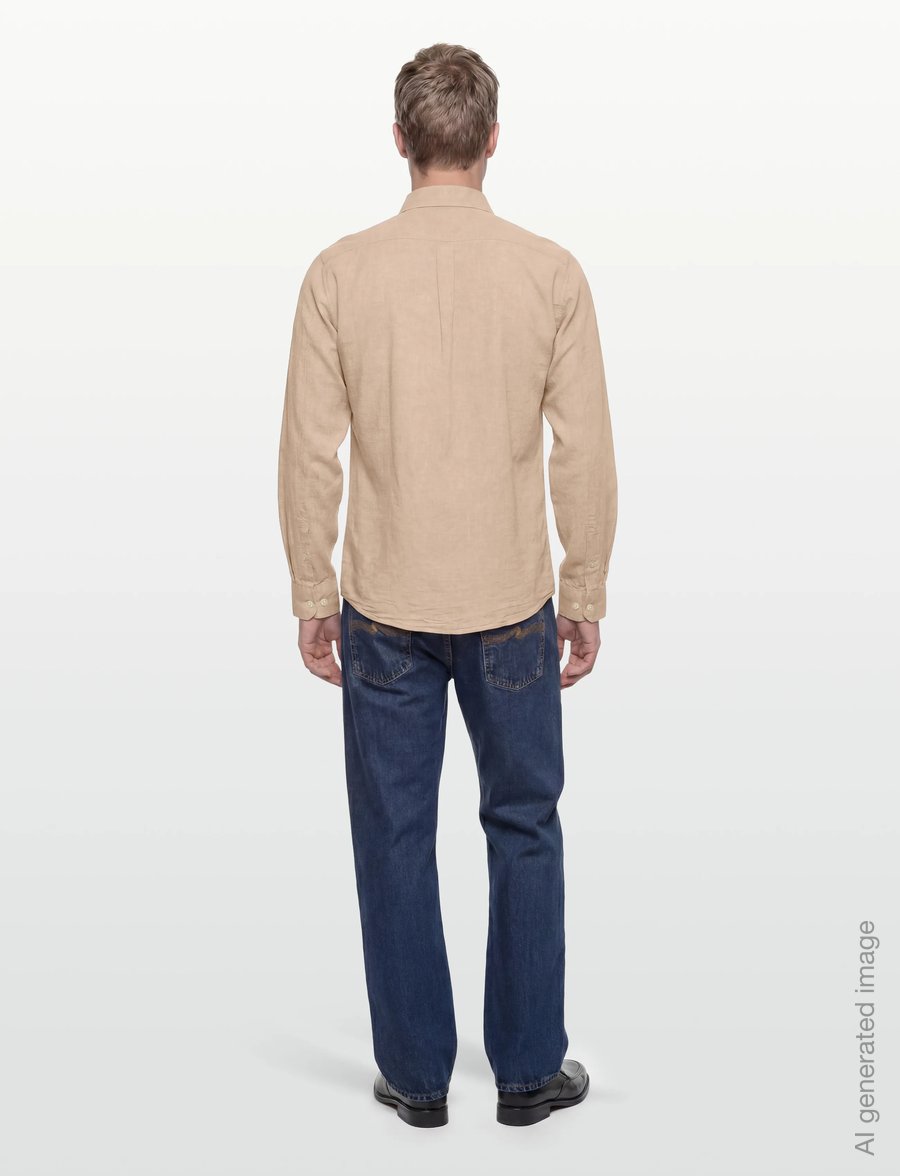 Lindbergh - Cotton/linen shirt L/S - linneskjortor - mid sand - 4