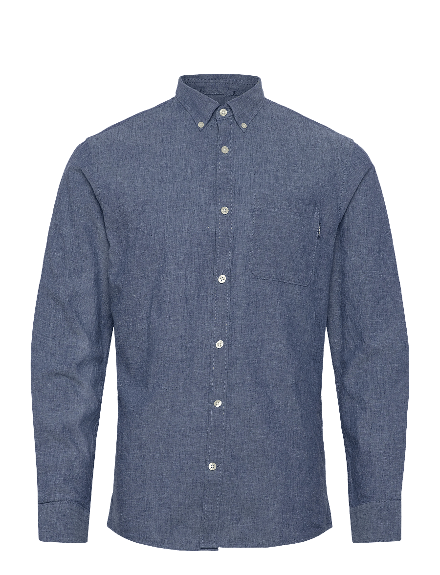 Lindbergh - Cotton/linen shirt L/S - chemises de lin - navy - 1