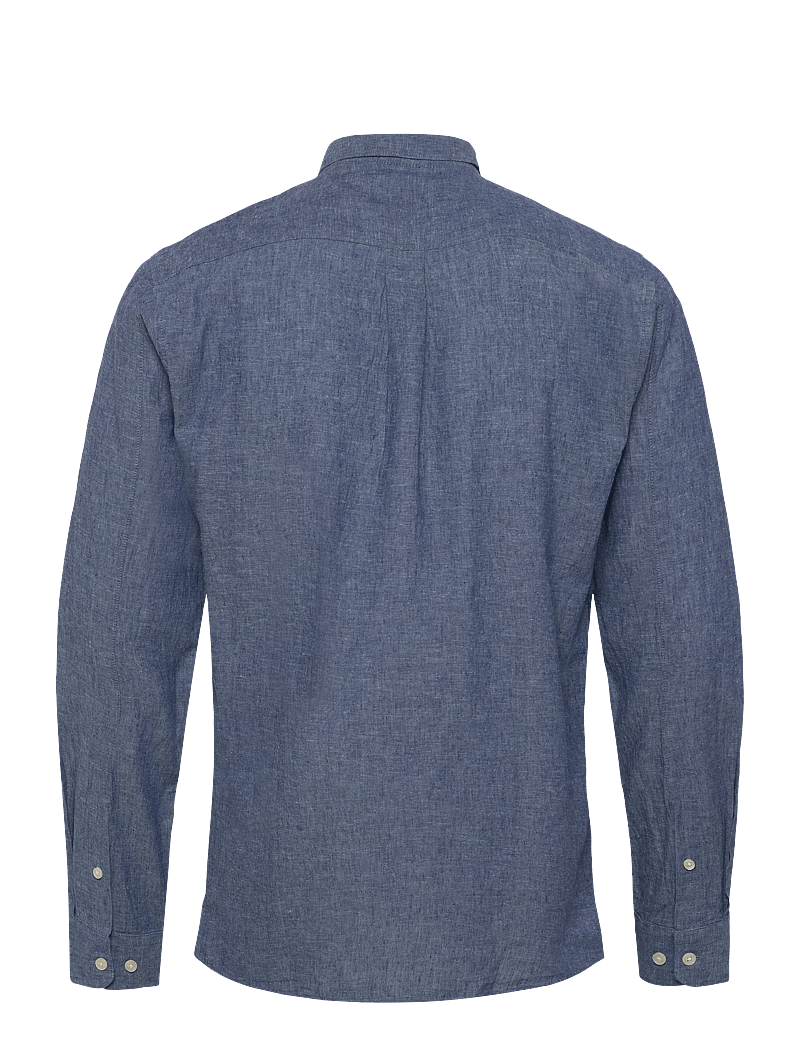 Lindbergh - Cotton/linen shirt L/S - hørskjorter - navy - 1