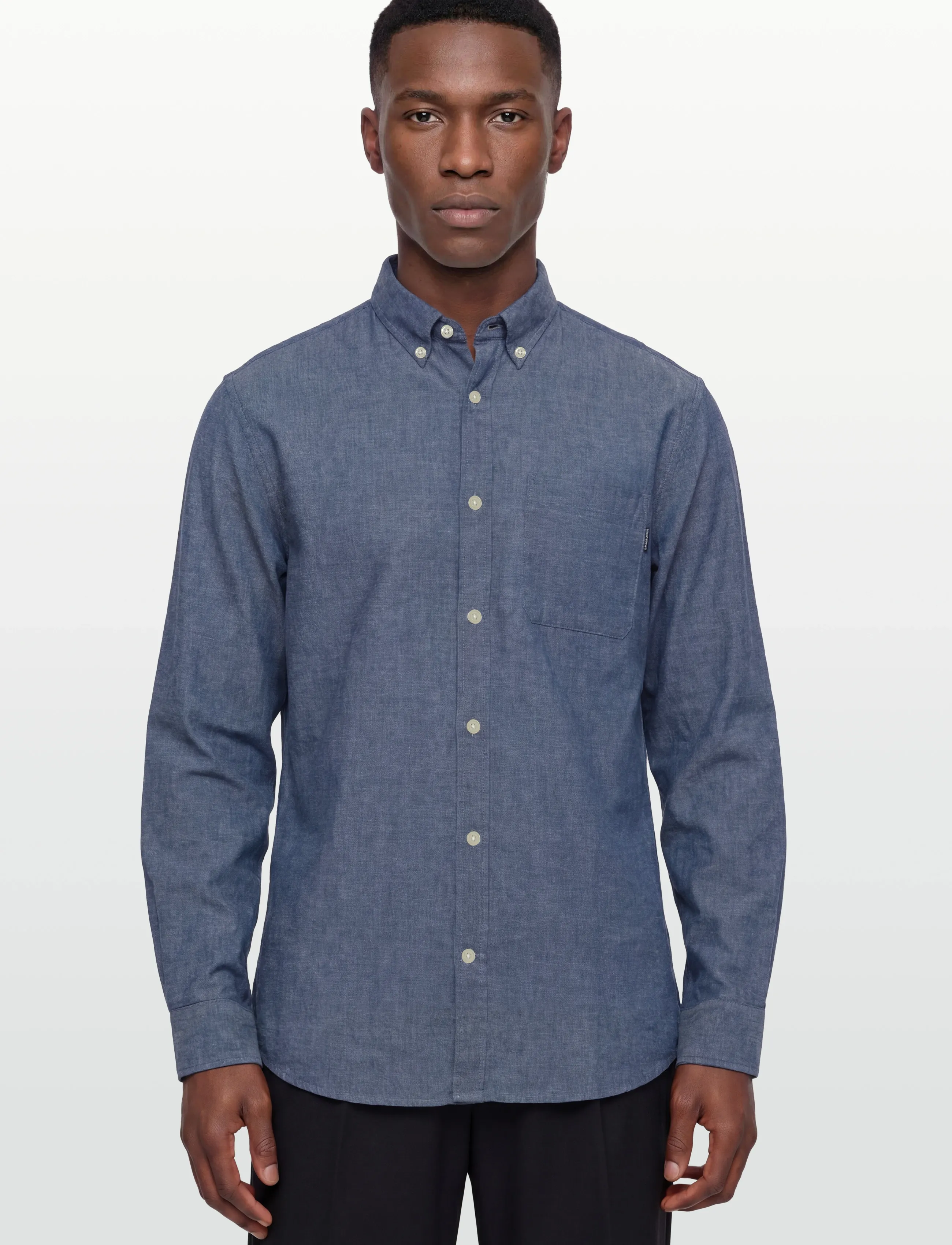 Lindbergh - Cotton/linen shirt L/S - hørskjorter - navy - 3